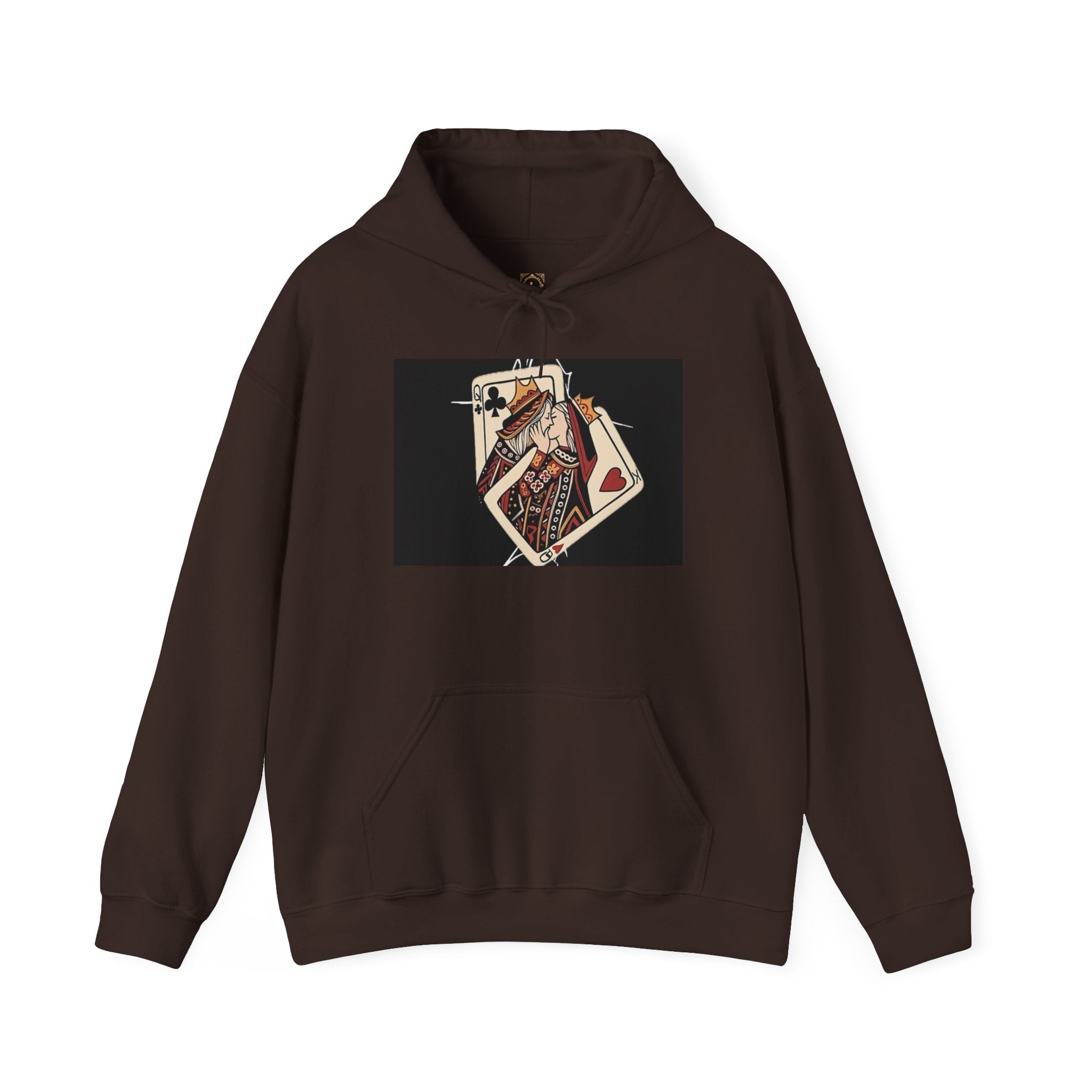 Queen of Hearts Playing Card Hoodie — Vintage Tattoo Style Card Art
