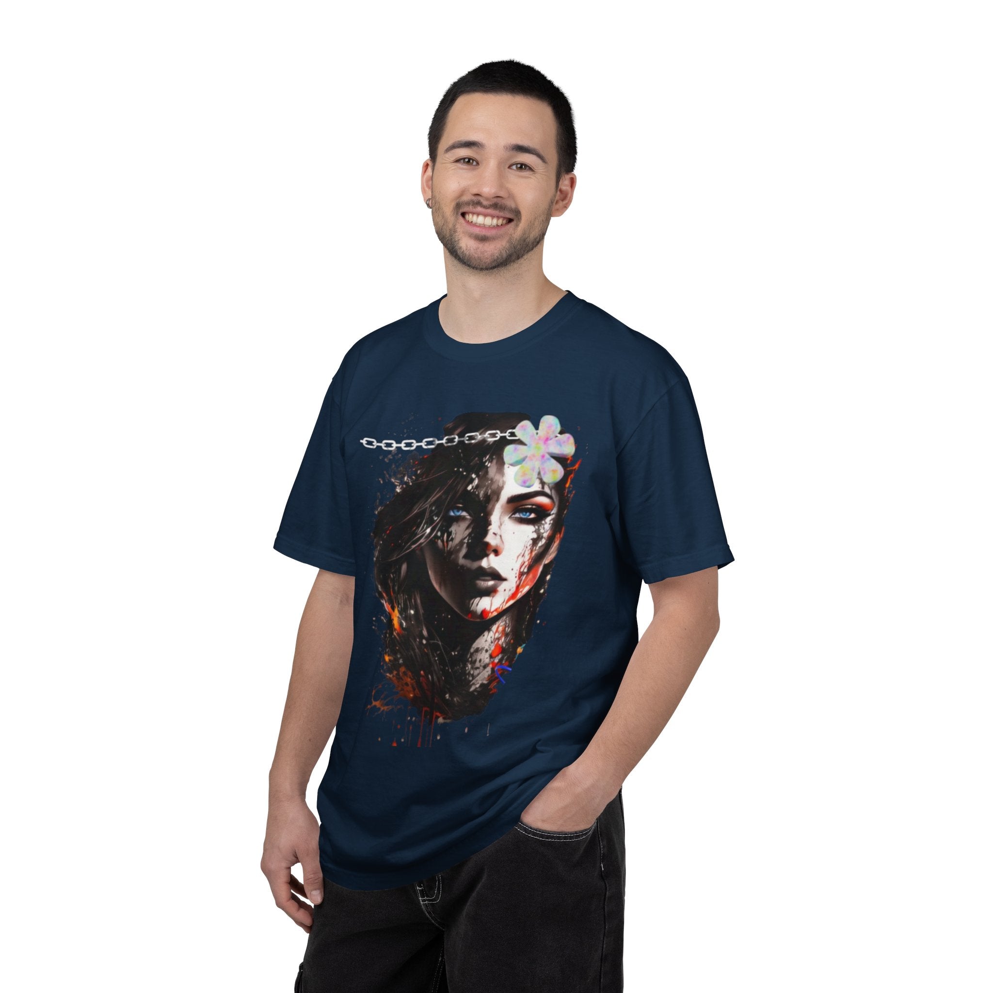 Artistic Femme Portrait T-Shirt — Watercolor Floral Face Graphic Tee
