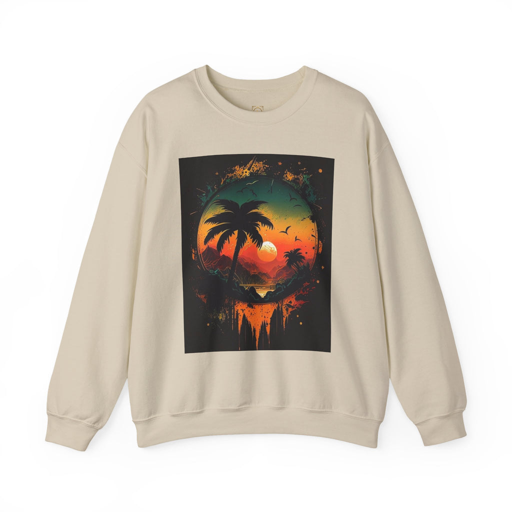 Sunset Island Sweatshirt — Tropical Palm Sunset Crewneck