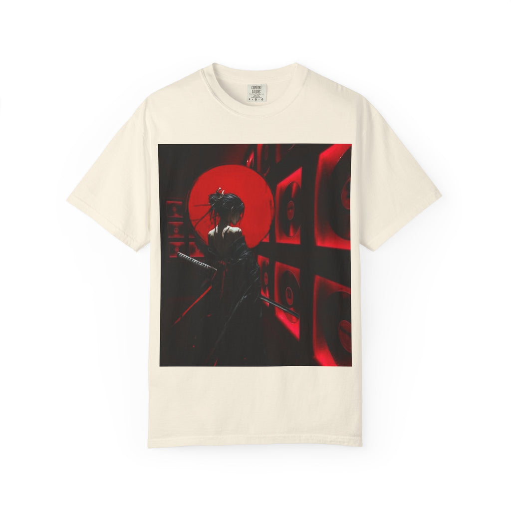 Red Moon Samurai T-Shirt — Dramatic Anime Art Tee with 'LEGACIESS' Back Logo