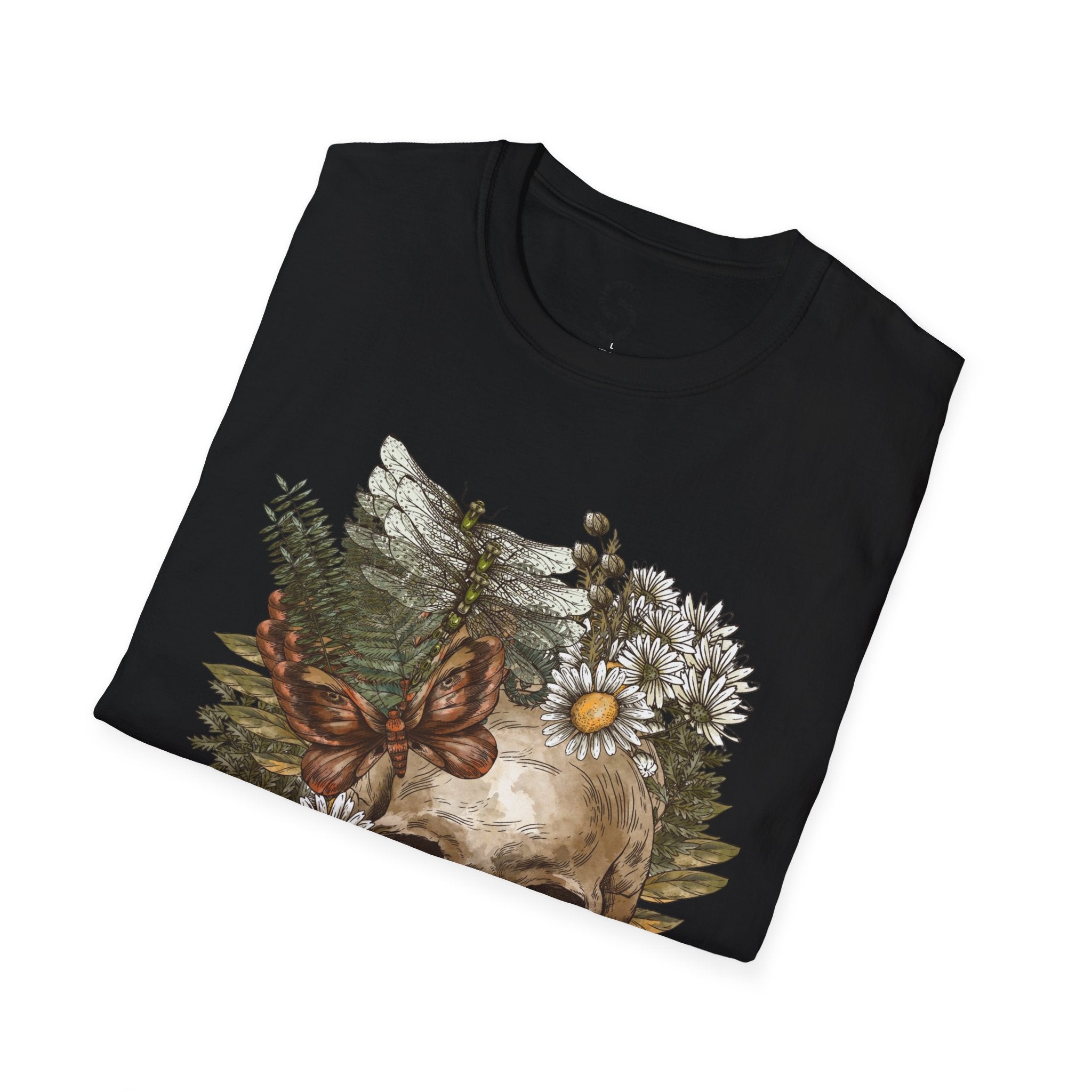Skull & Daisies Graphic T-Shirt — Botanical Skull Floral Tee