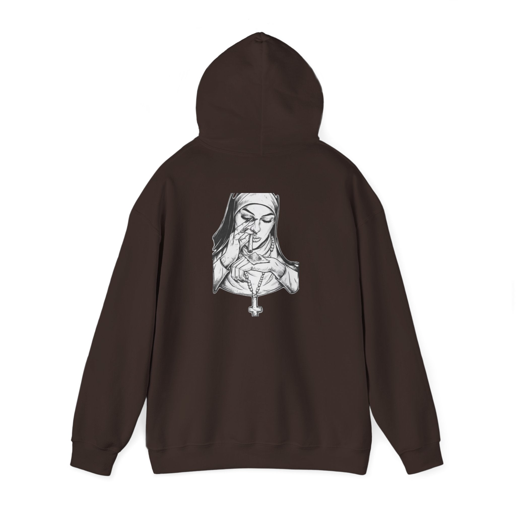 Praying Nun Graphic Hoodie – Gothic Religious Illustration Sweatshirt