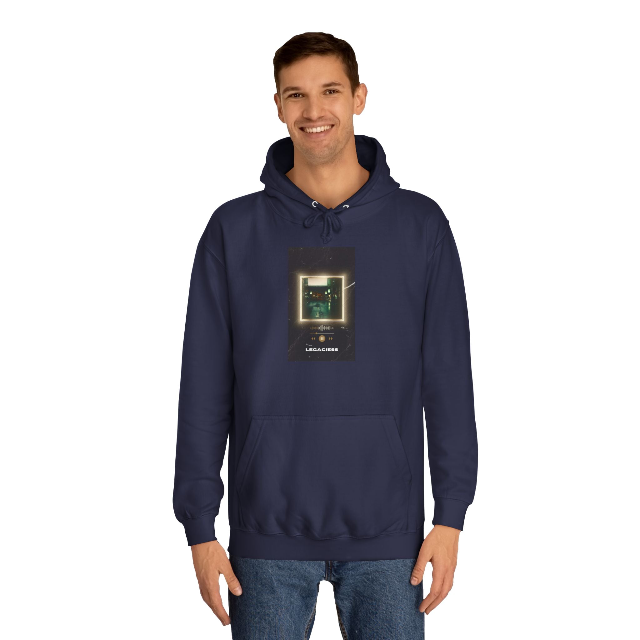 College Hoodie — Retro Neon Square Album Art Design