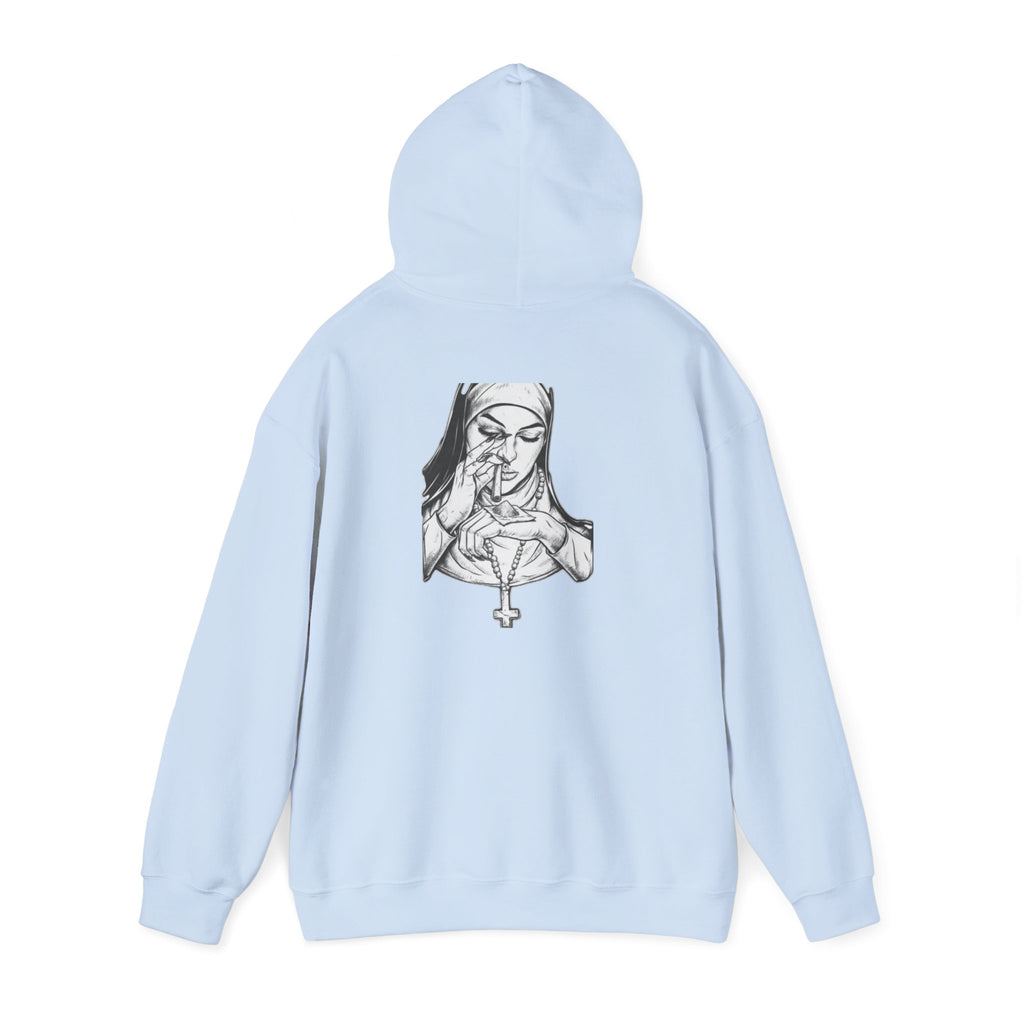 Praying Nun Graphic Hoodie – Gothic Religious Illustration Sweatshirt