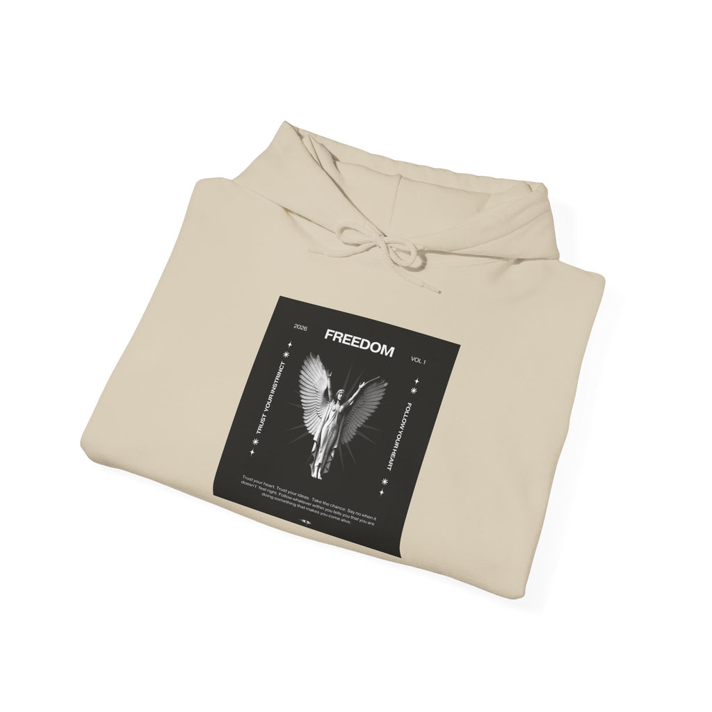 Freedom Angel Hoodie — Gothic Black & White Angel Wings Sweatshirt