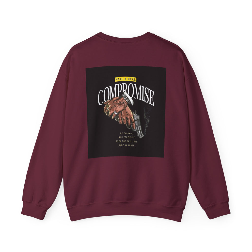Compromise Graphic Sweatshirt — Vintage Handshake & Revolver Design