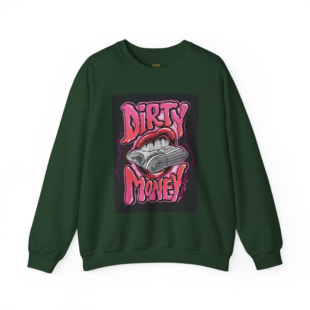 Dirty Money Crewneck Sweatshirt – Retro Graphic Money & Lips Design