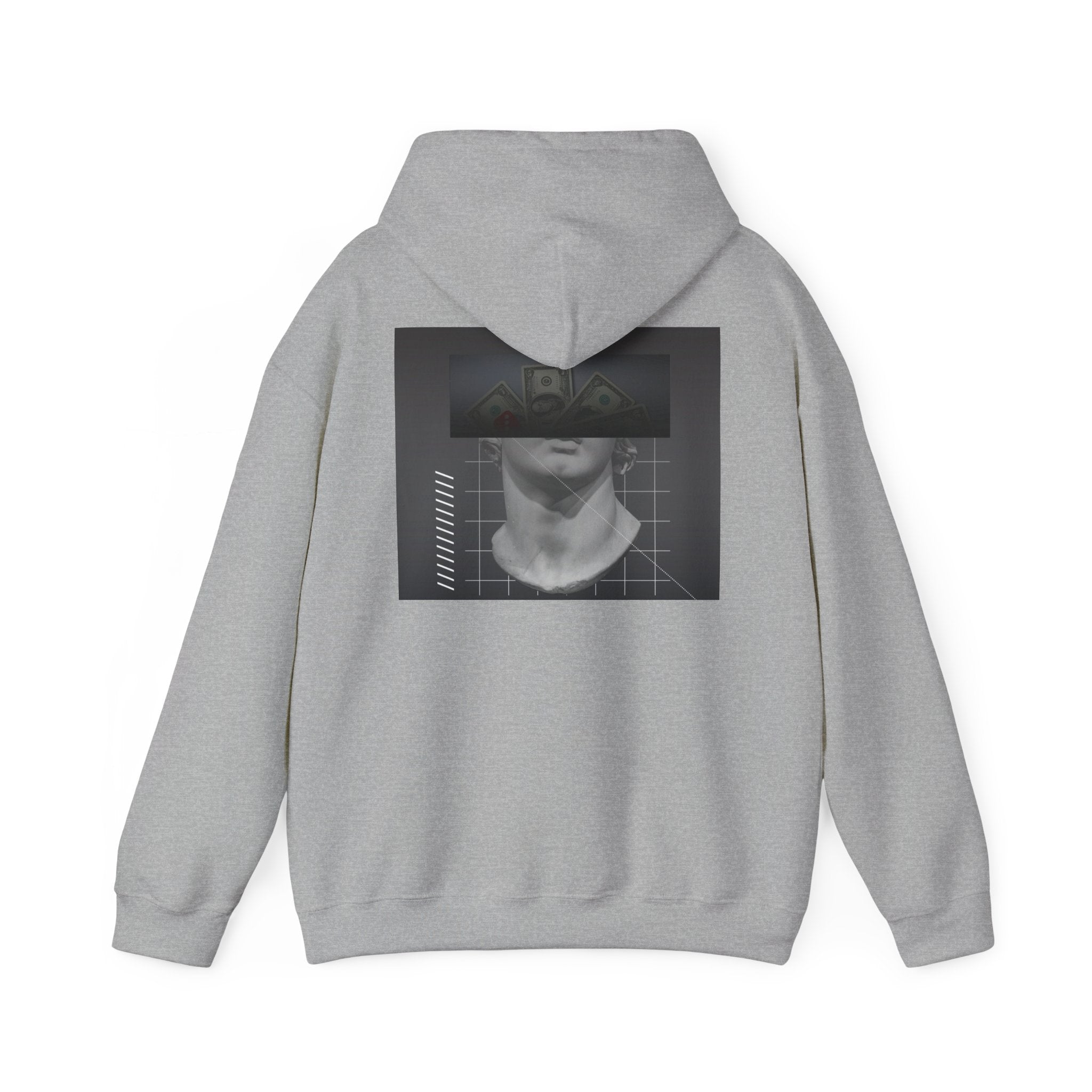 Graphic Hoodie — Black & White Glitch Portrait Hoodie