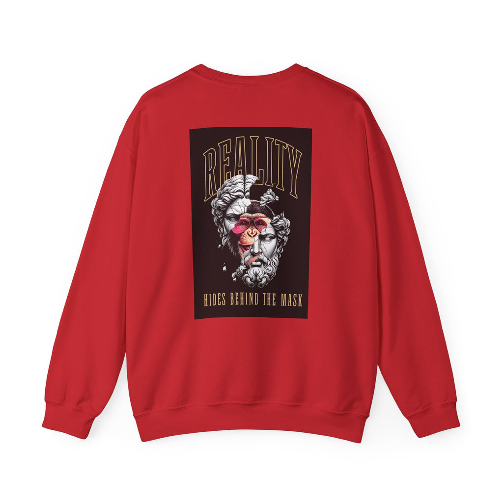 Crewneck Sweatshirt — "Reality Hides Behind The Mask" Graphic Pullover