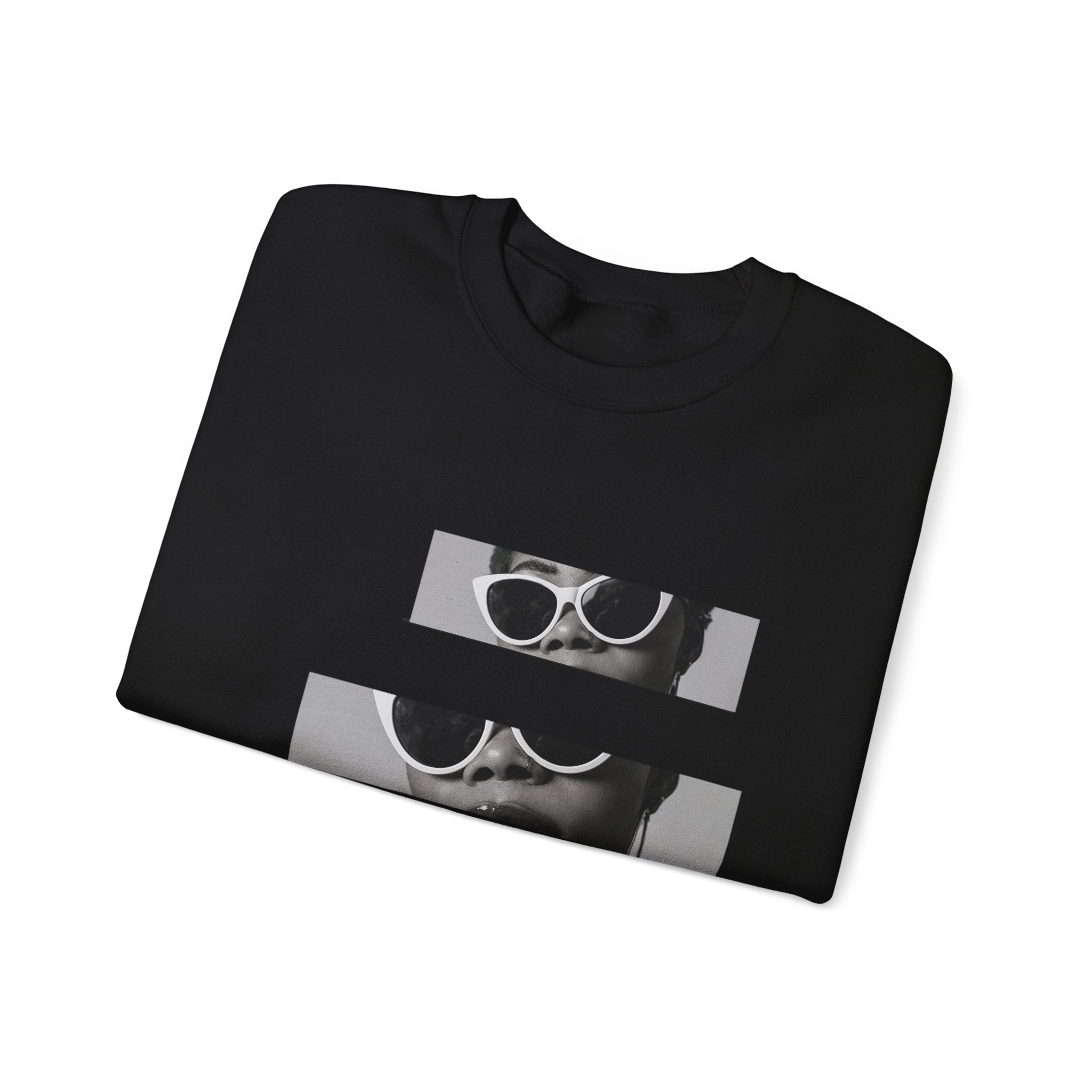 Sweat-shirt à col rond à motif lunettes de soleil rétro fragmentées 