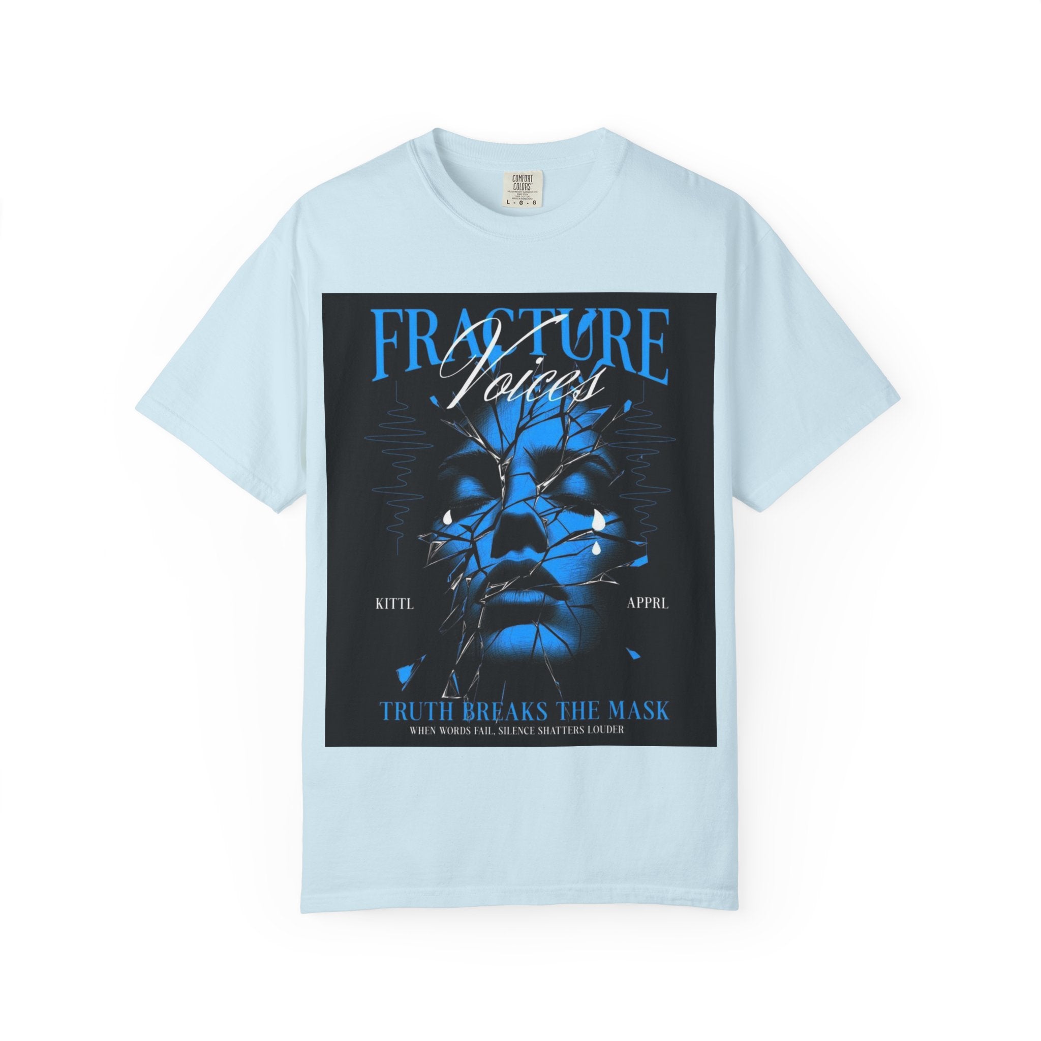 Graphic T-Shirt — "Fracture Voices" Blue Face Design (Back "Legaciess" Logo)