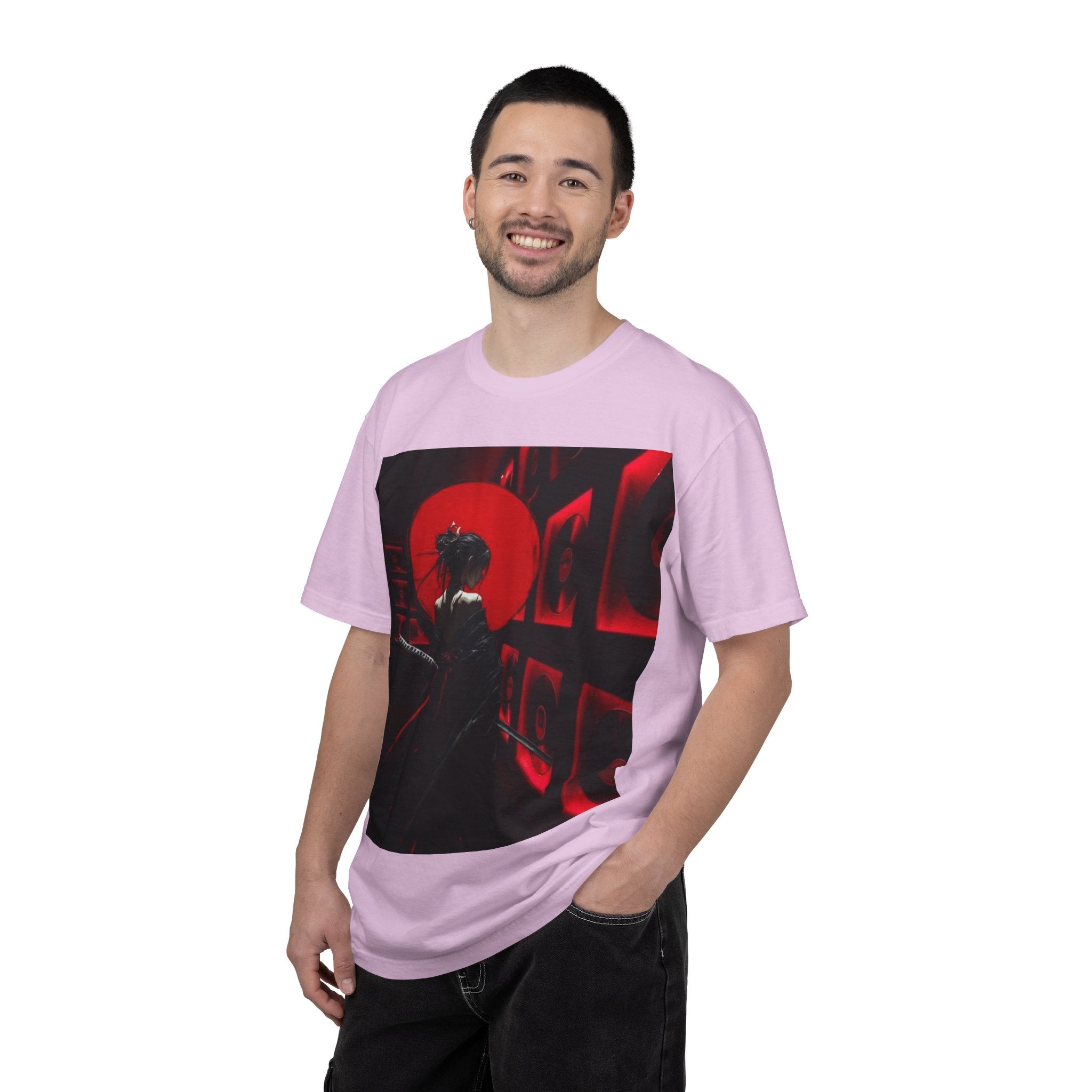 Red Moon Samurai T-Shirt — Dramatic Anime Art Tee with 'LEGACIESS' Back Logo