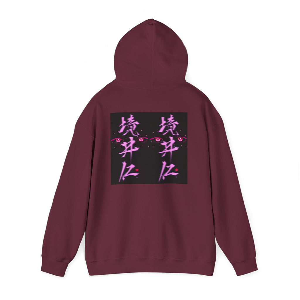 Vaporwave Kanji Hoodie — Neon Pink Japanese Script Streetwear
