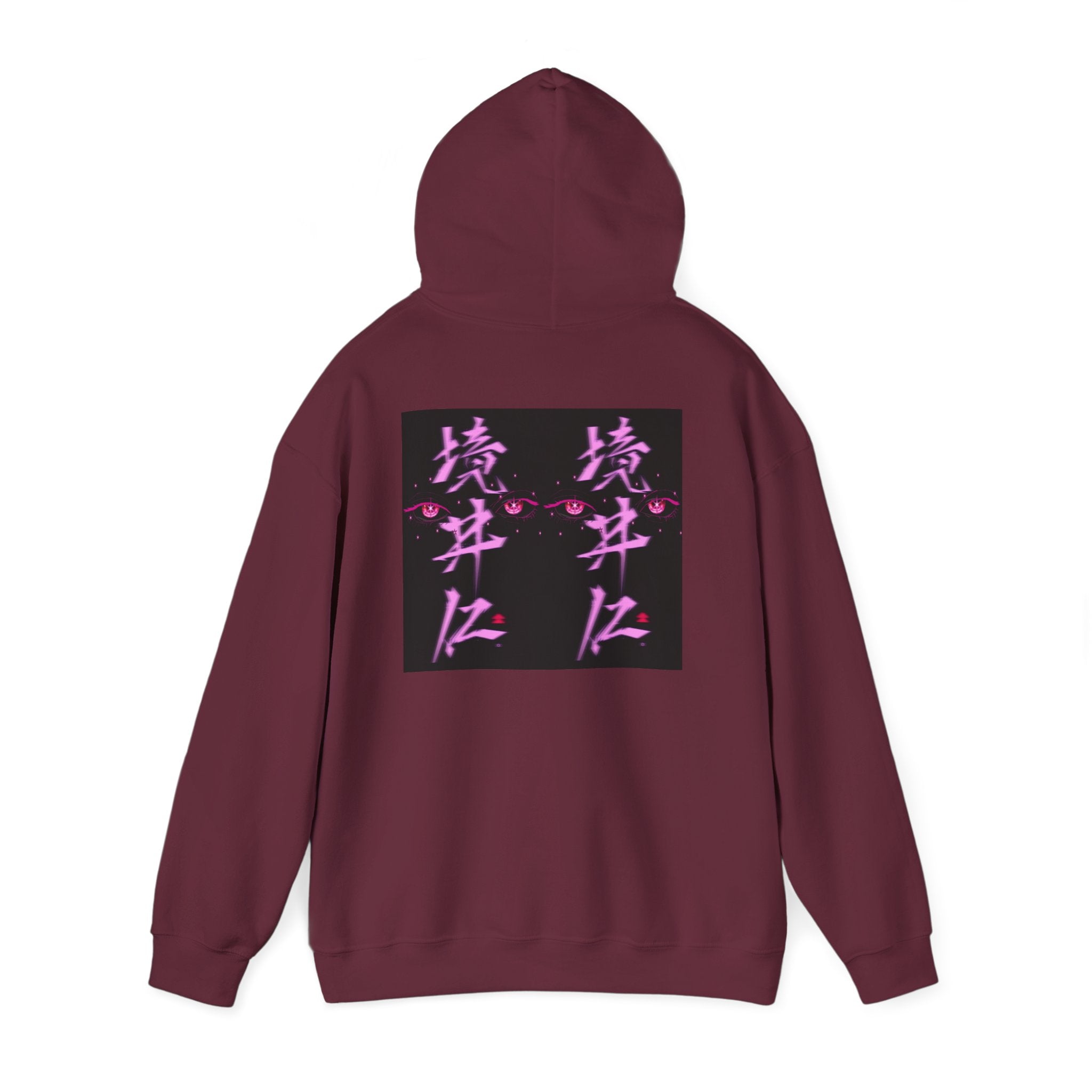 Vaporwave Kanji Hoodie — Neon Pink Japanese Script Streetwear