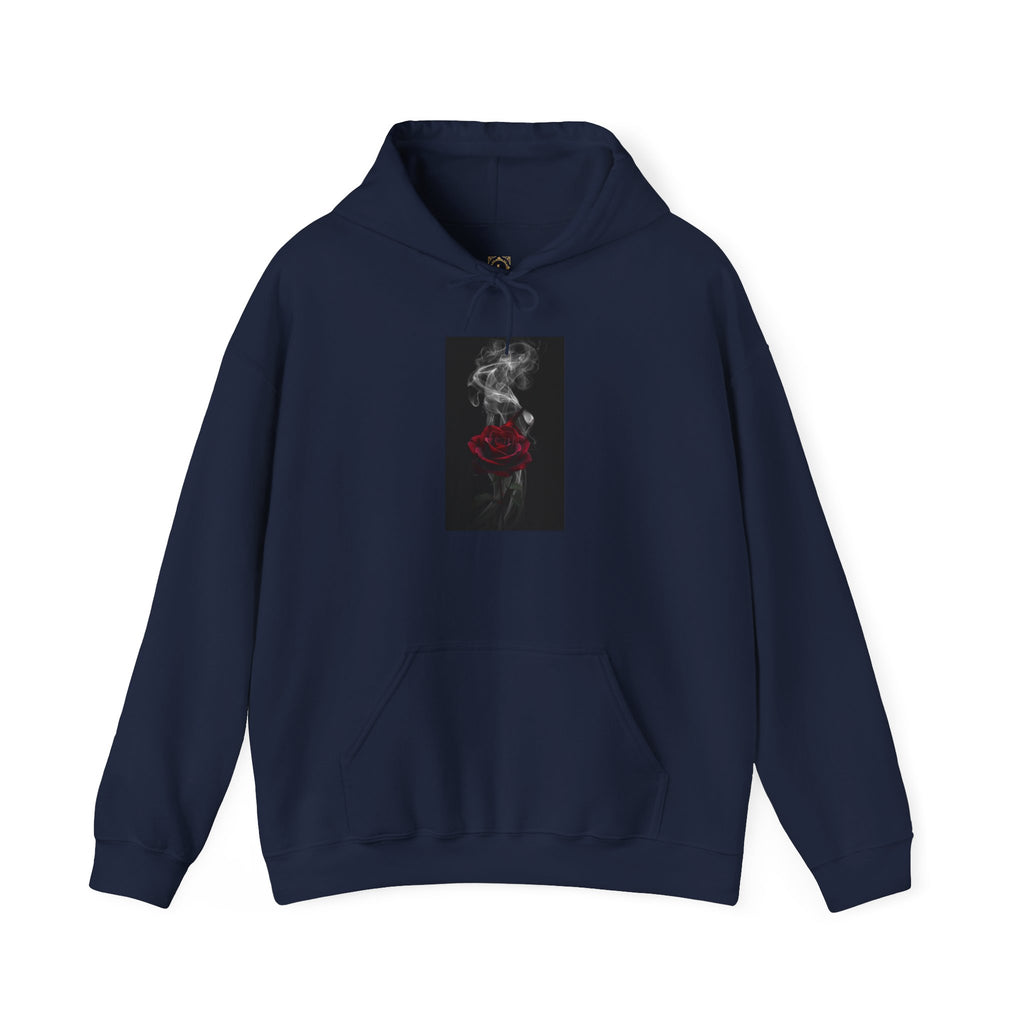 Smoky Red Rose Hoodie — Gothic Floral Hooded Sweatshirt