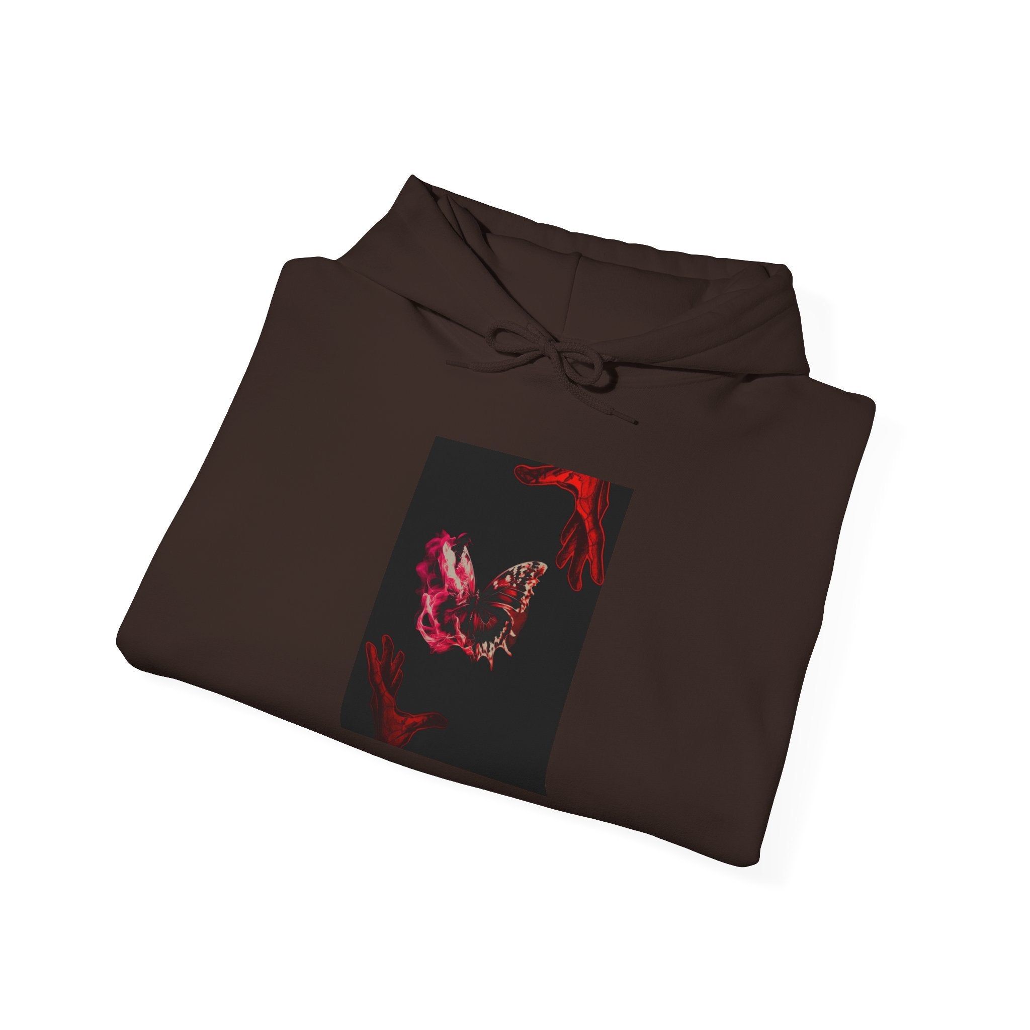 Floral Smoke Hoodie — Dark Red Rose Graphic Hooded Sweatshirt
