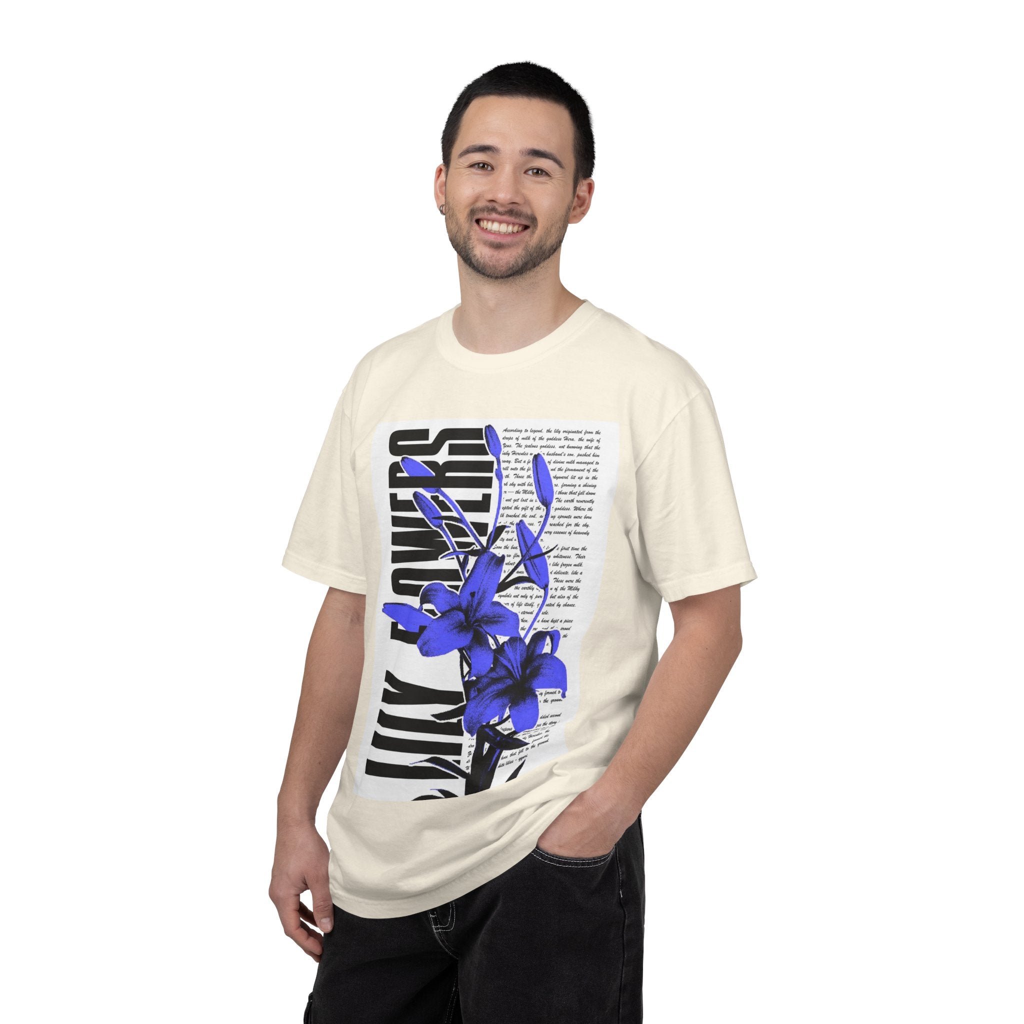 Floral Legacy Graphic T-Shirt — Bold Blue Orchid Design