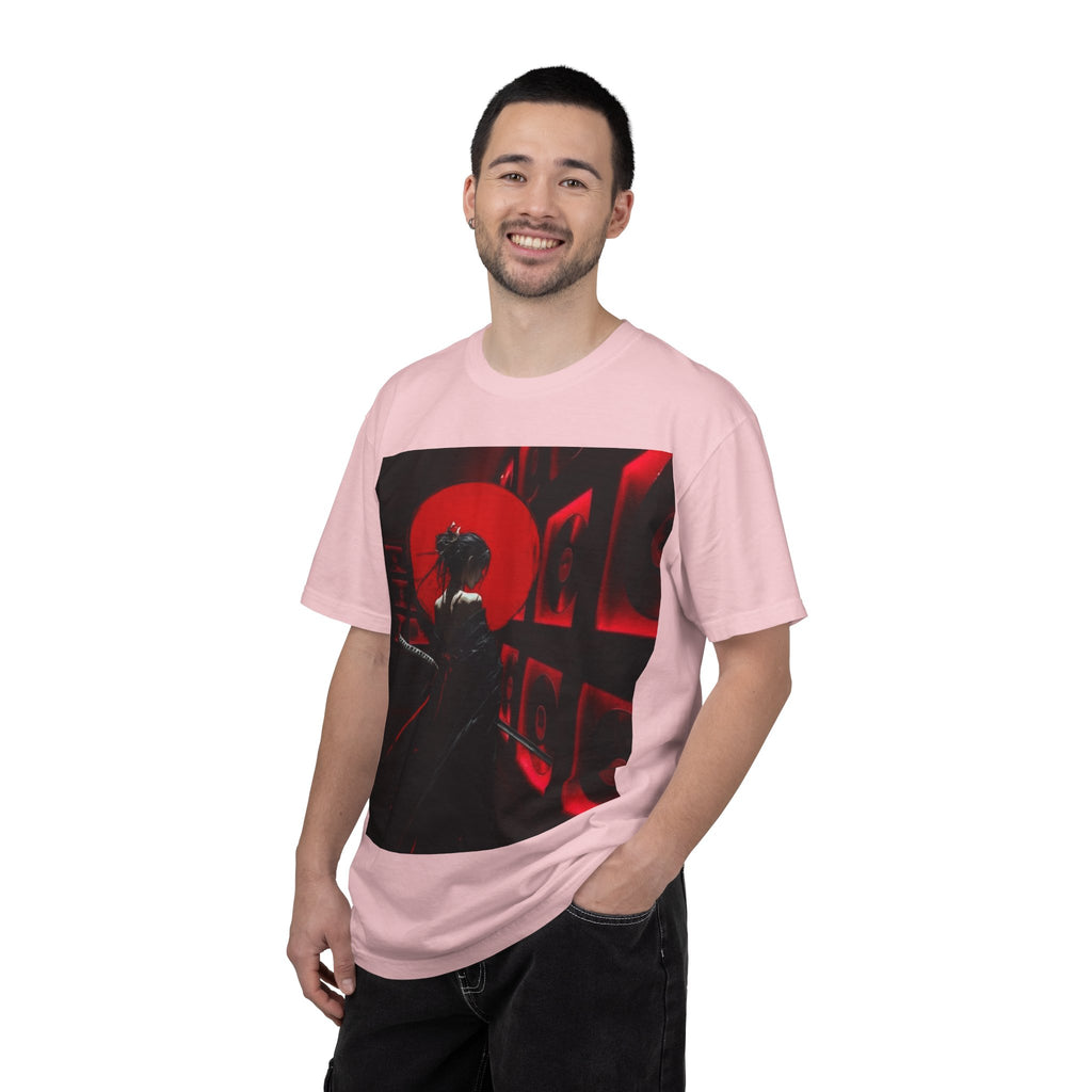 Red Moon Samurai T-Shirt — Dramatic Anime Art Tee with 'LEGACIESS' Back Logo