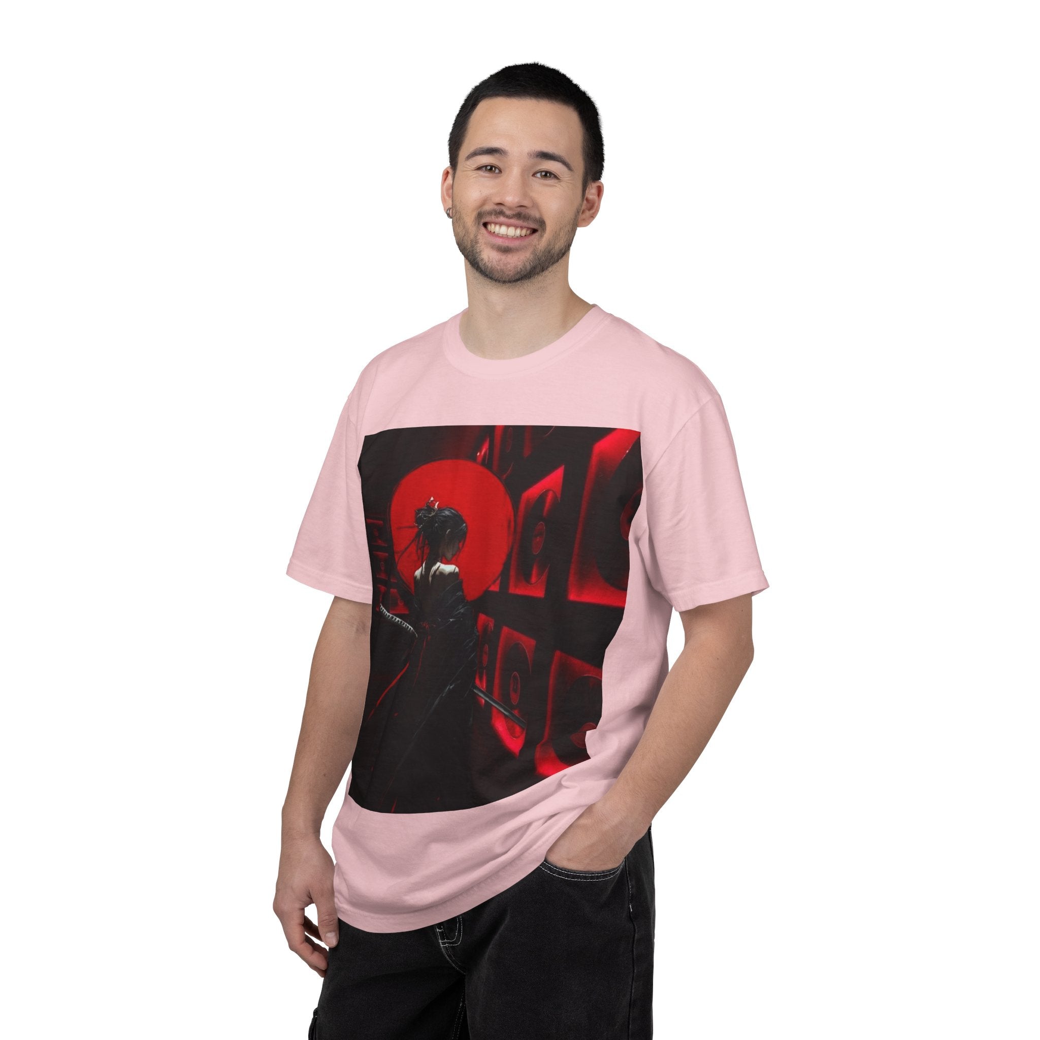 Red Moon Samurai T-Shirt — Dramatic Anime Art Tee with 'LEGACIESS' Back Logo