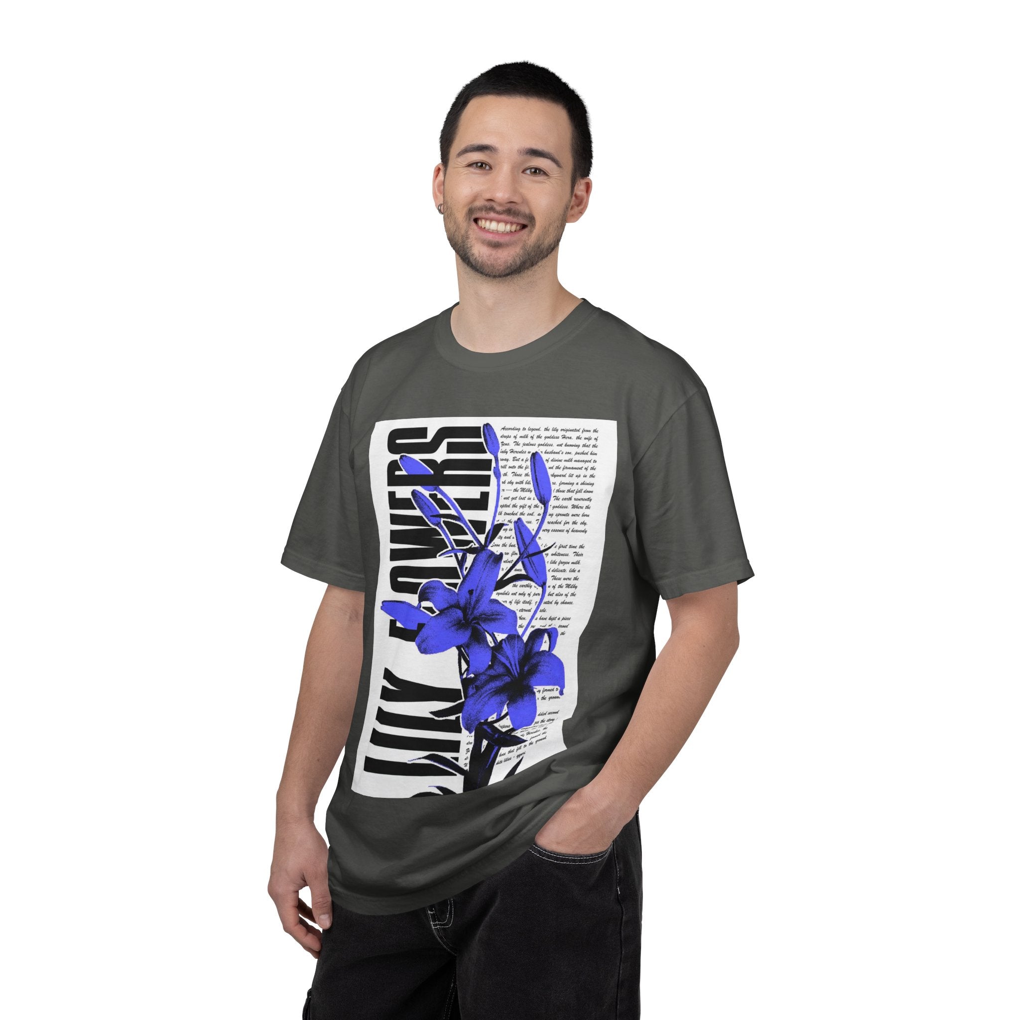 Floral Legacy Graphic T-Shirt — Bold Blue Orchid Design