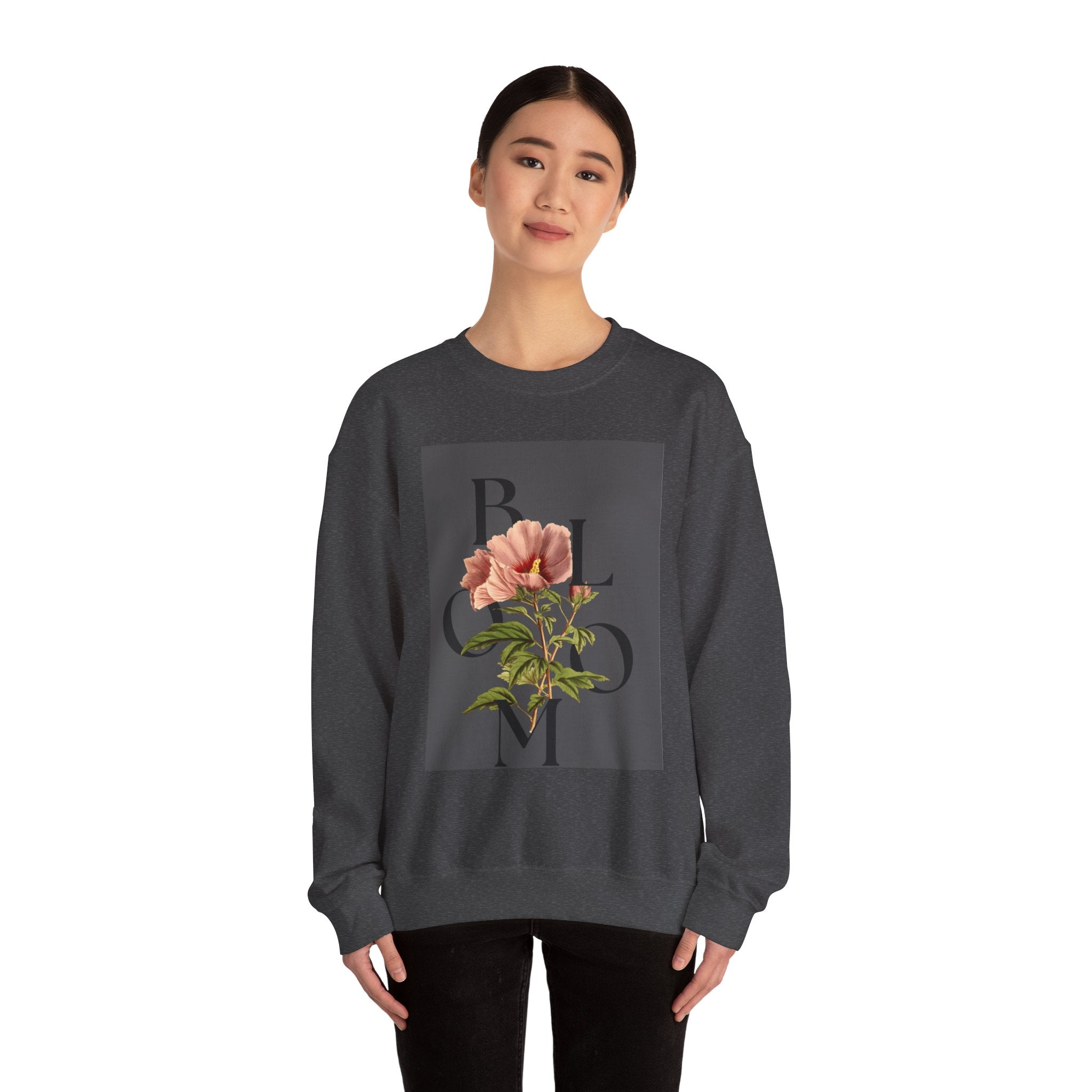 Floral Bloom Sweatshirt — Vintage Pink Flower Graphic Crewneck