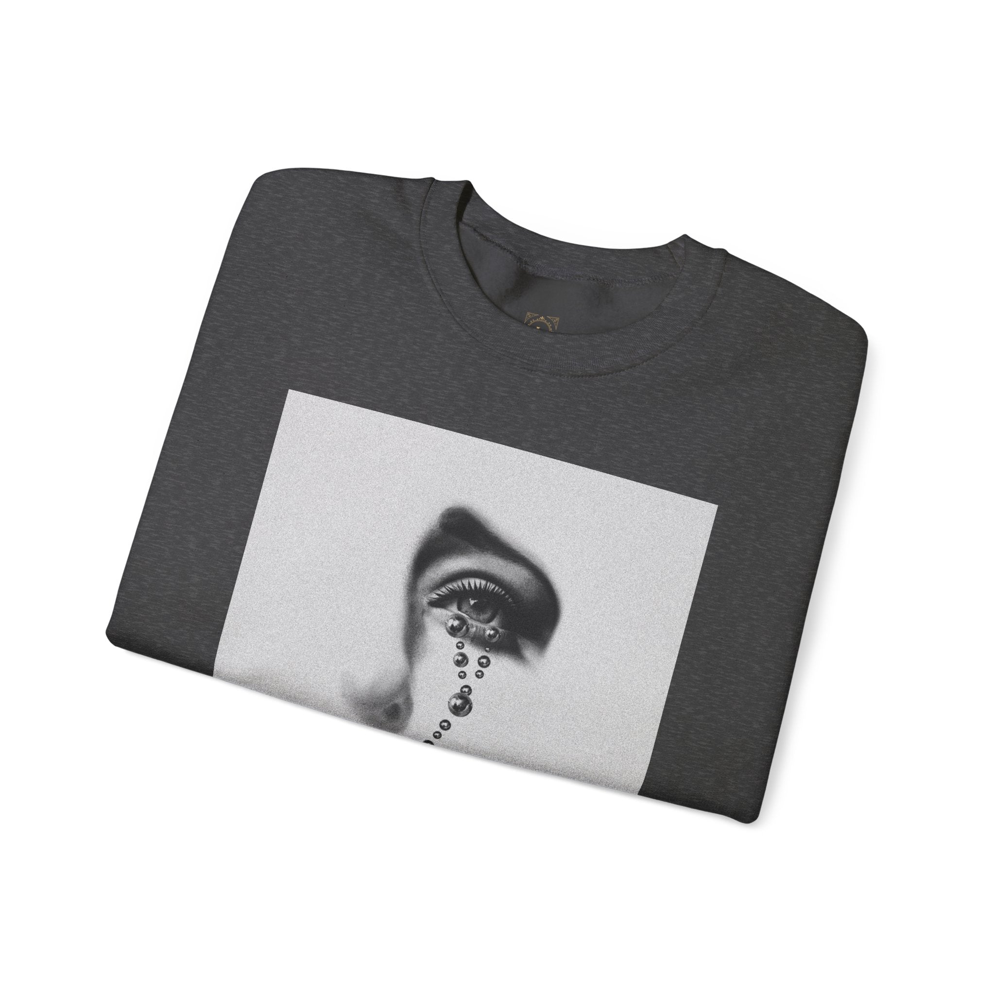 Rosary Tear Crewneck Sweatshirt — Gothic Eye & Cross Graphic