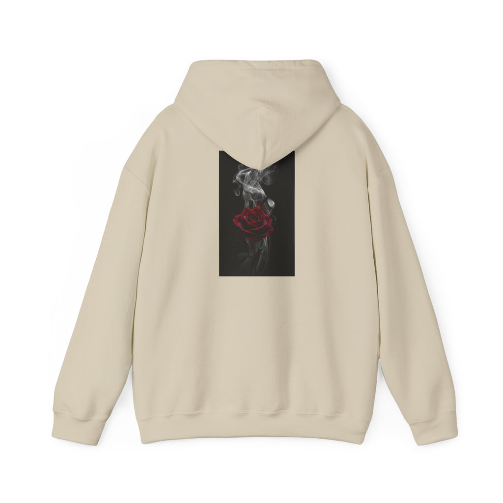 Smoky Red Rose Hoodie — Gothic Floral Hooded Sweatshirt