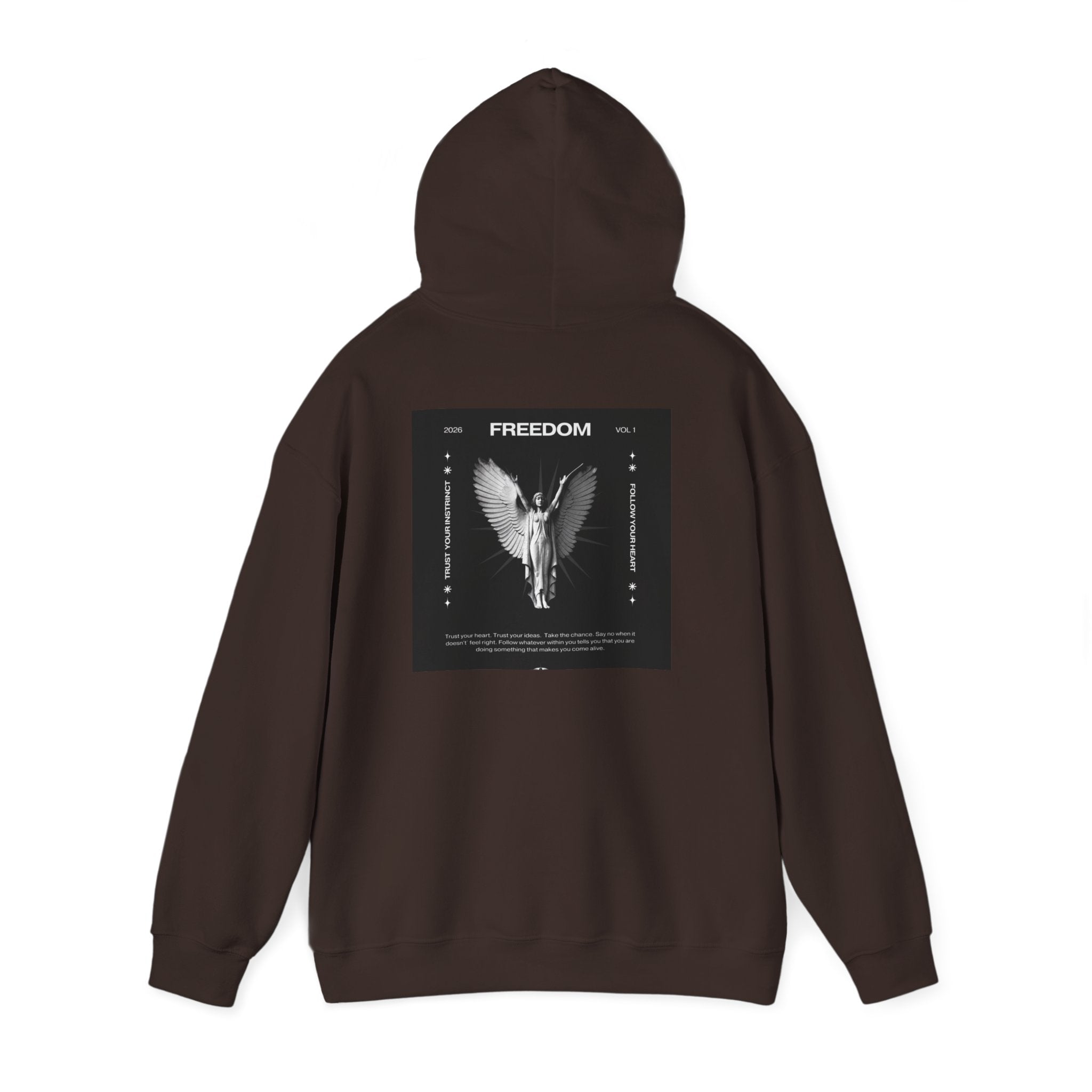 Freedom Angel Hoodie — Gothic Black & White Angel Wings Sweatshirt