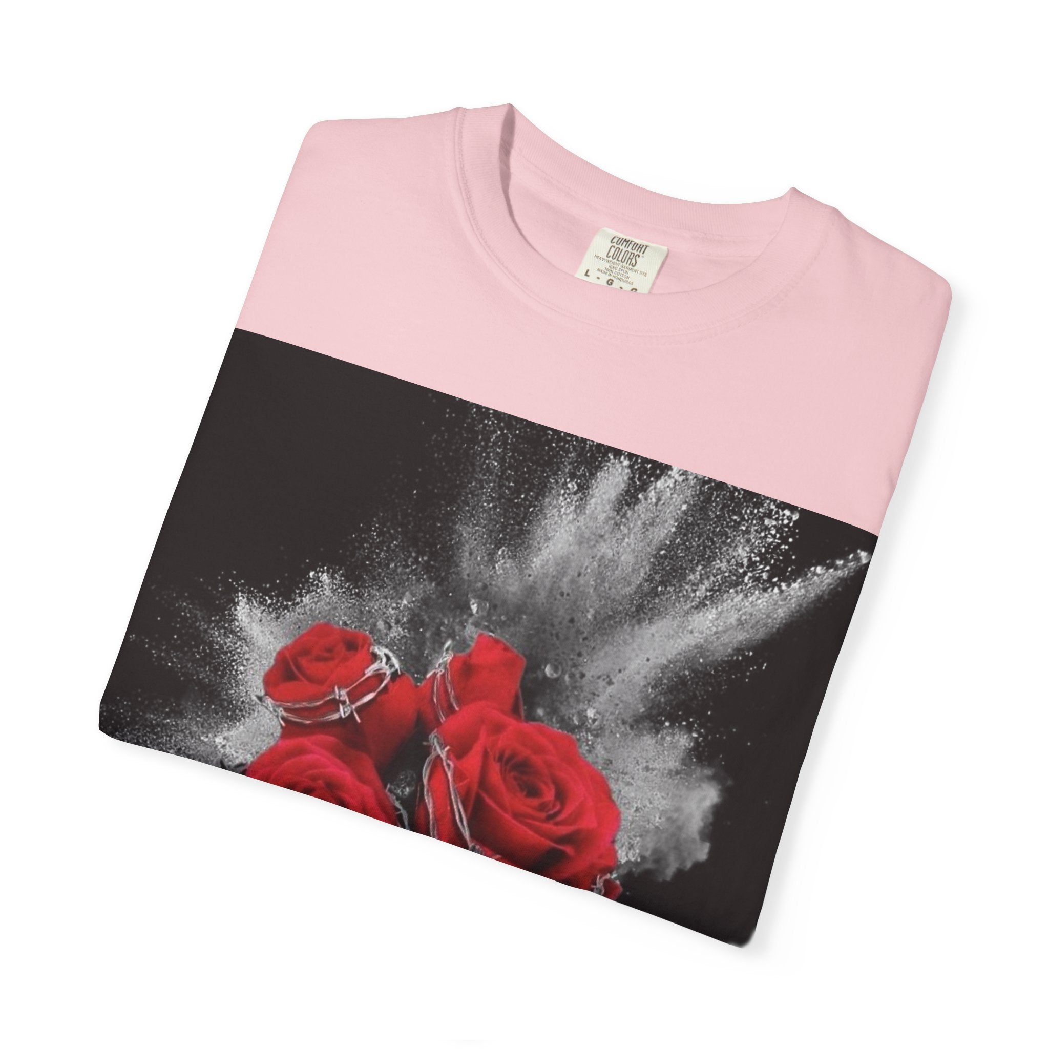 Rose Burst T-Shirt — Red Roses Graphic Tee with 'LEGACIESS' Back Logo
