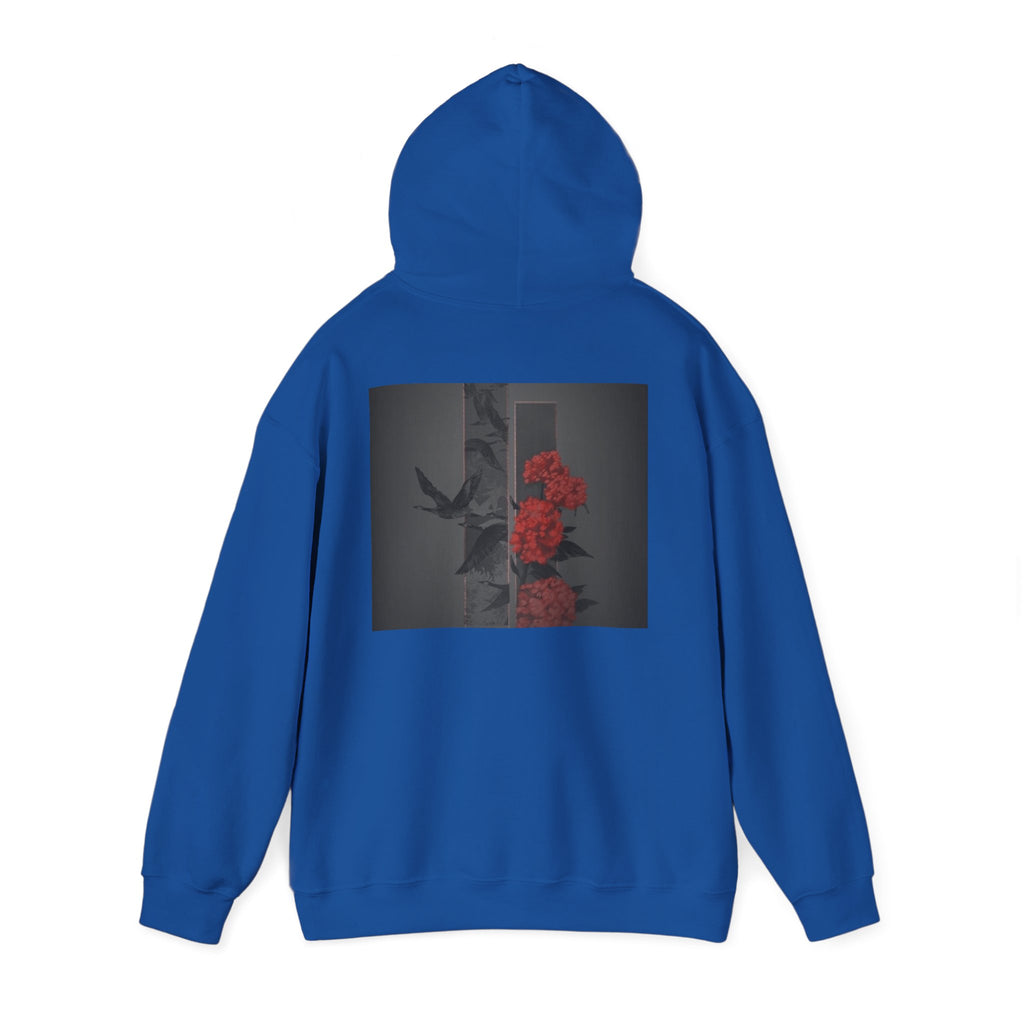 Floral Noir Hoodie — Red Roses on Dark Background