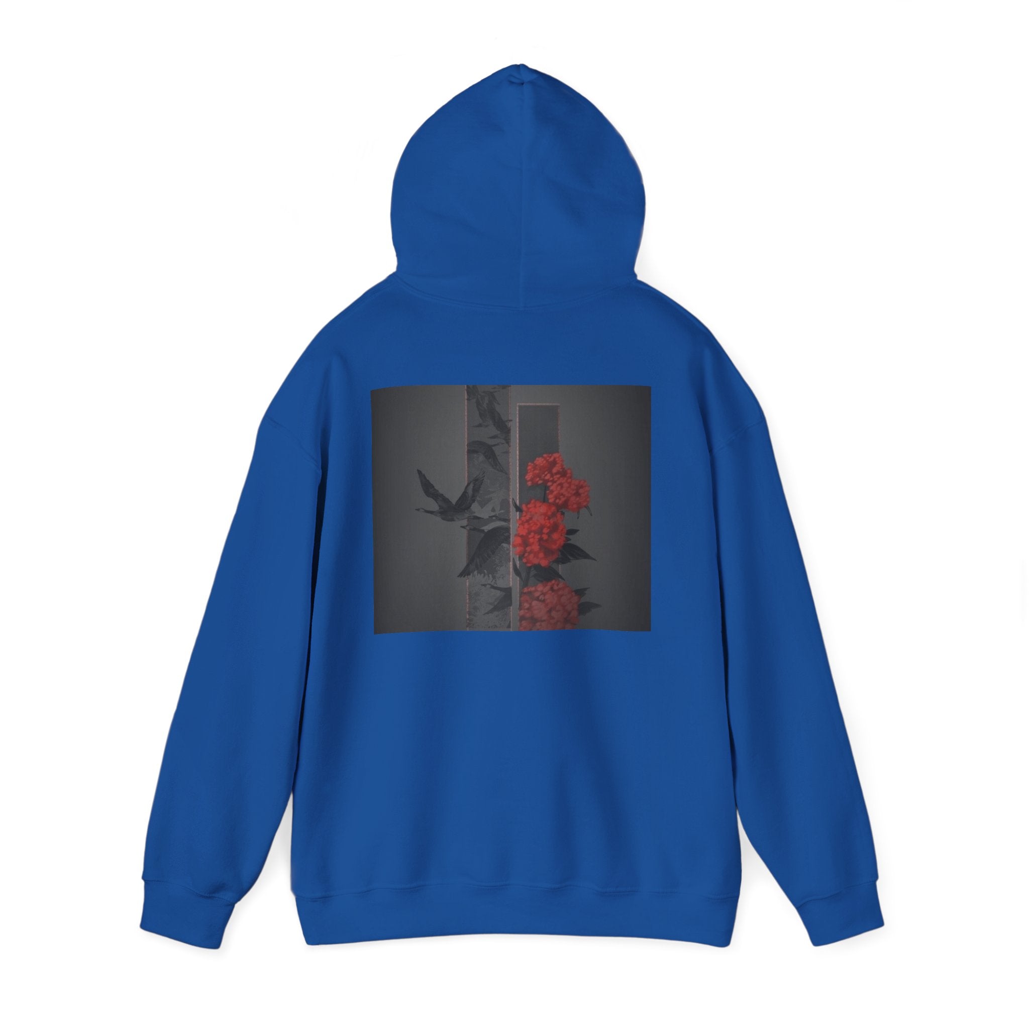Floral Noir Hoodie — Red Roses on Dark Background