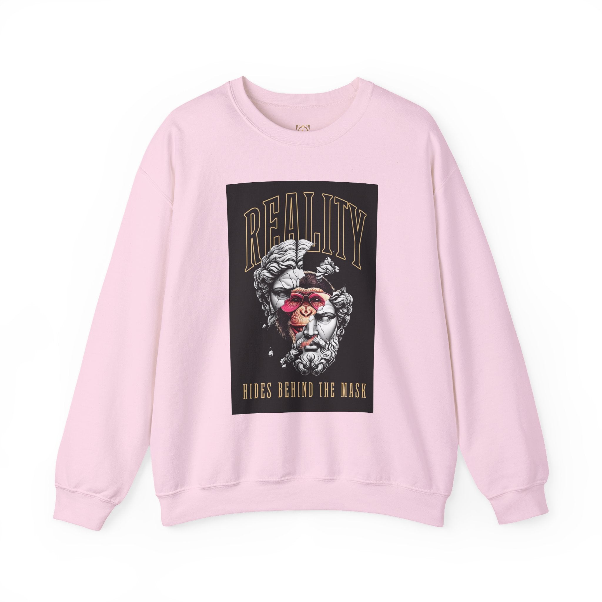 Crewneck Sweatshirt — "Reality Hides Behind The Mask" Graphic Pullover