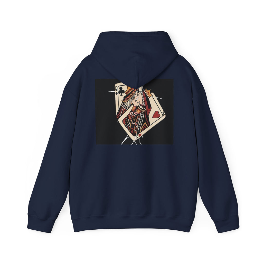 Queen of Hearts Playing Card Hoodie — Vintage Tattoo Style Card Art