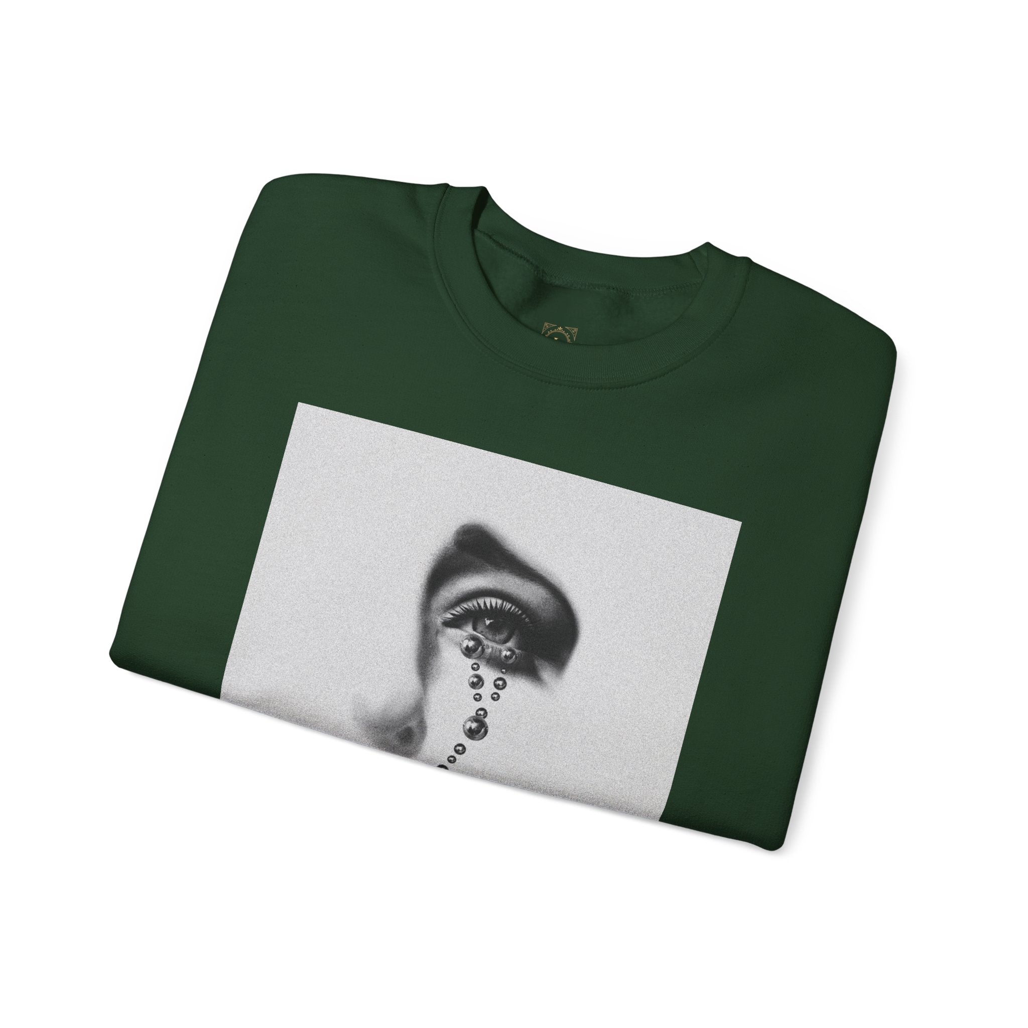 Rosary Tear Crewneck Sweatshirt — Gothic Eye & Cross Graphic