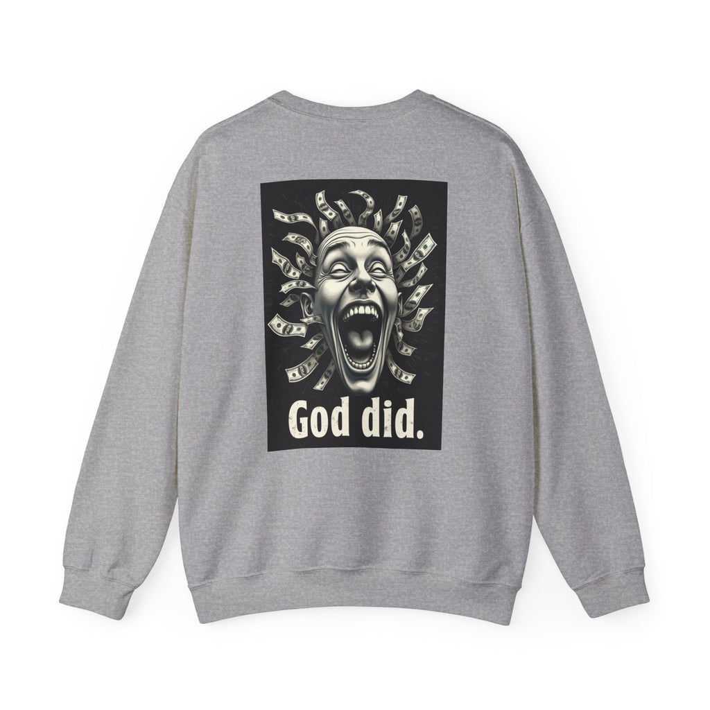 Sweatshirt — 'God Did.' Medusa Money Graphic Crewneck