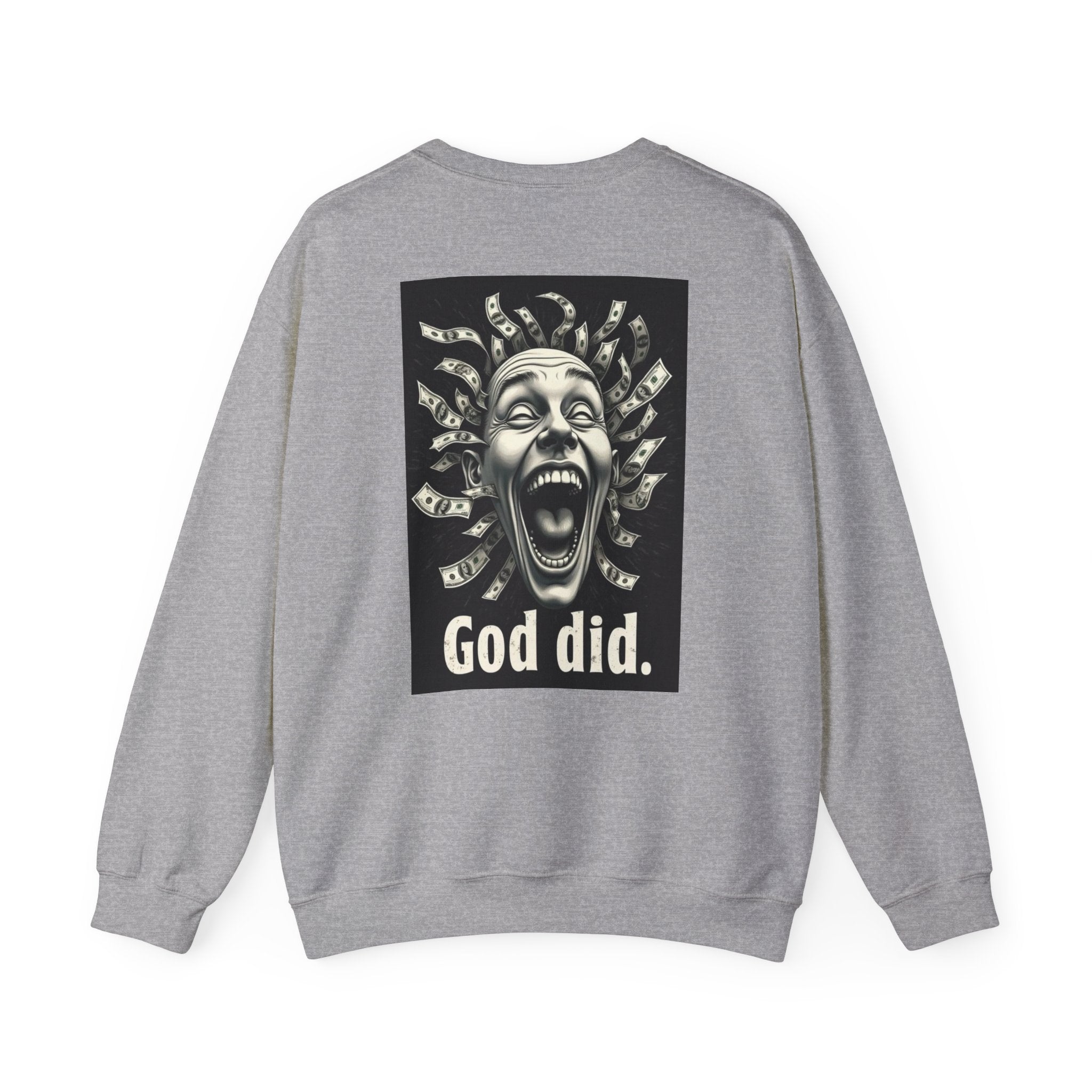 Sweatshirt — 'God Did.' Medusa Money Graphic Crewneck