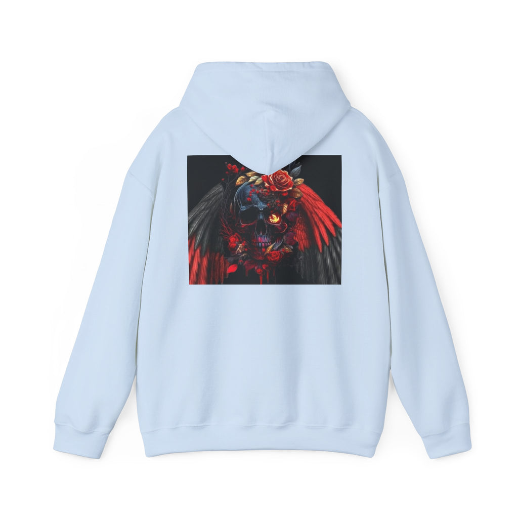 Skull Rose Wings Hoodie — Gothic Floral Skull Pullover