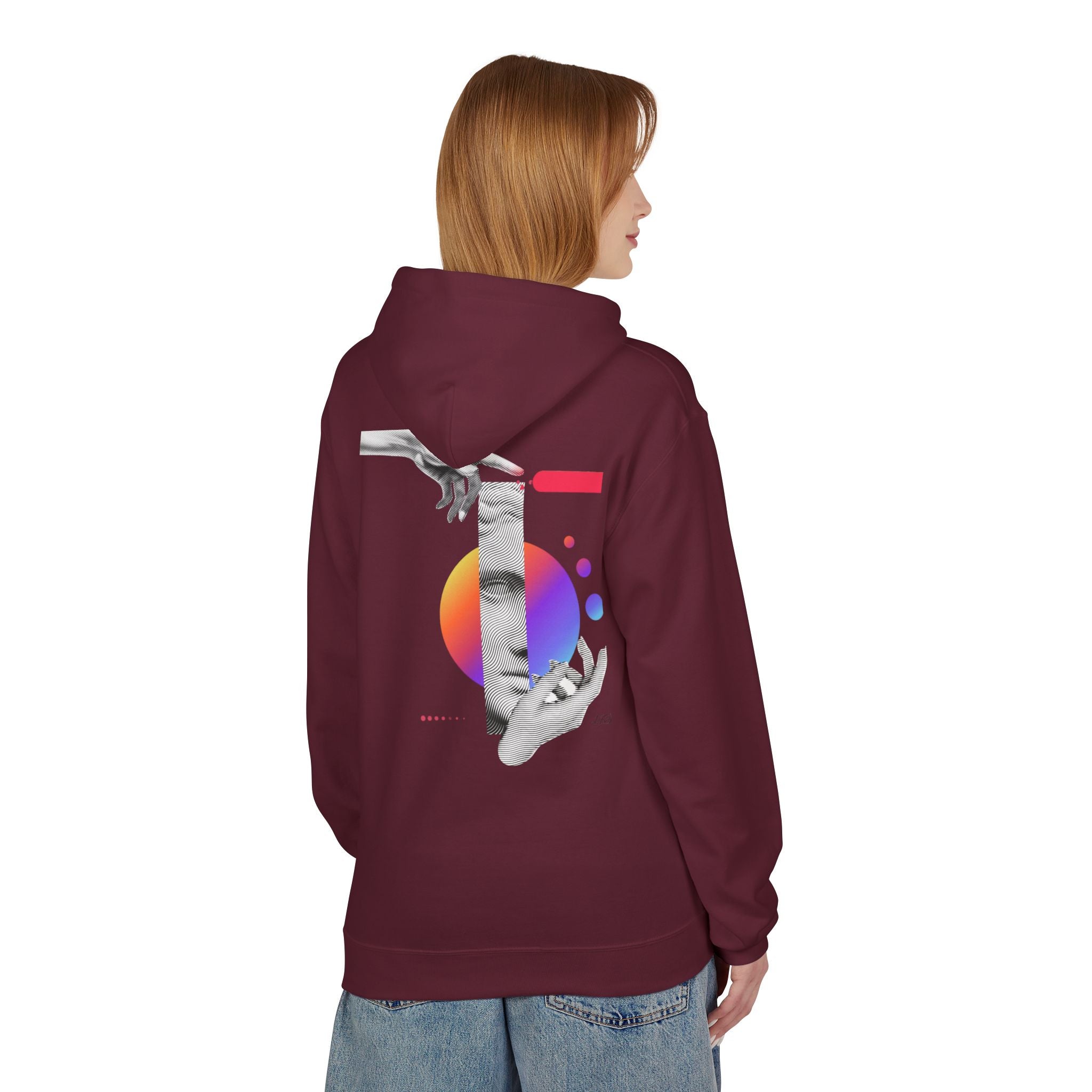 Hoodie — Abstract Hands & Gradient Orb Art Sweatshirt