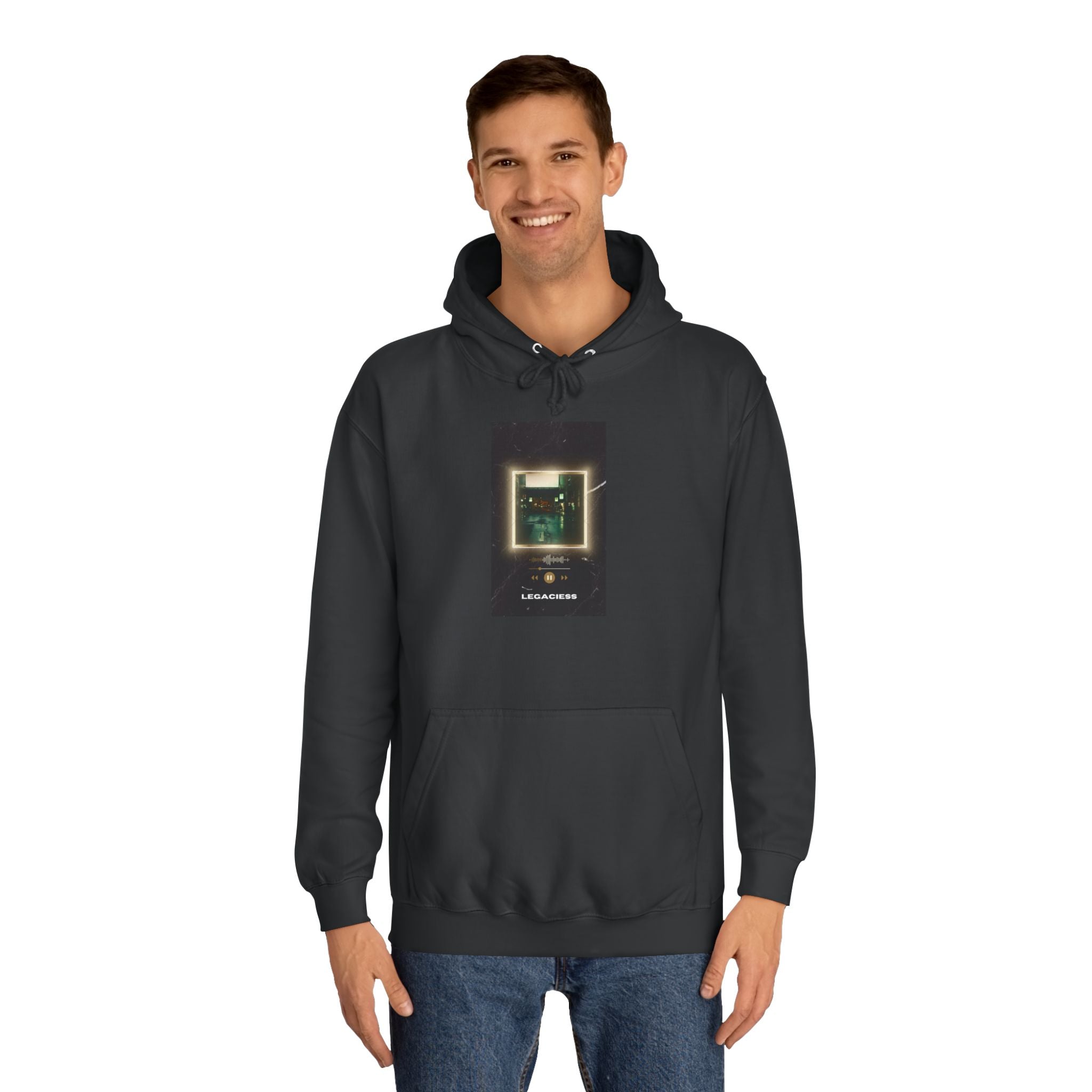 College Hoodie — Retro Neon Square Album Art Design