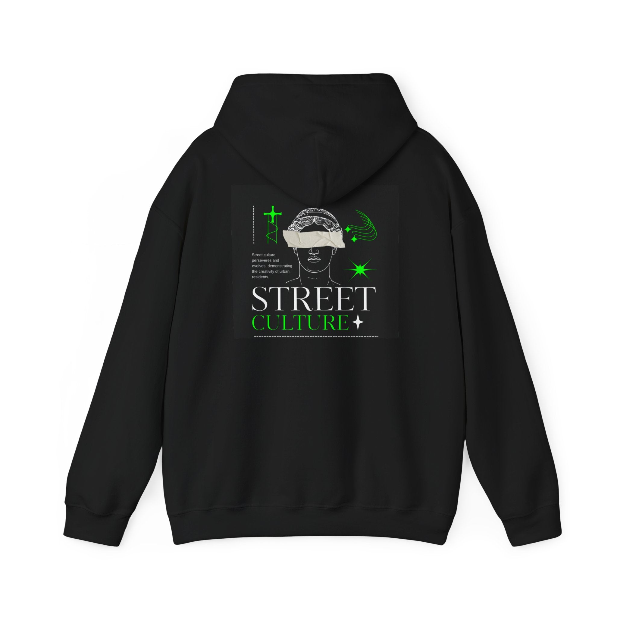 Street Culture Hoodie — Neon Green Graphic Urban Skull Sweatshirt