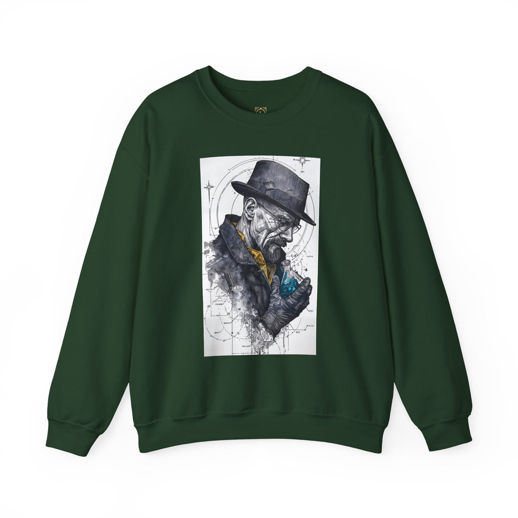 Crewneck Sweatshirt — Heisenberg Portrait with Blue Crystal Art