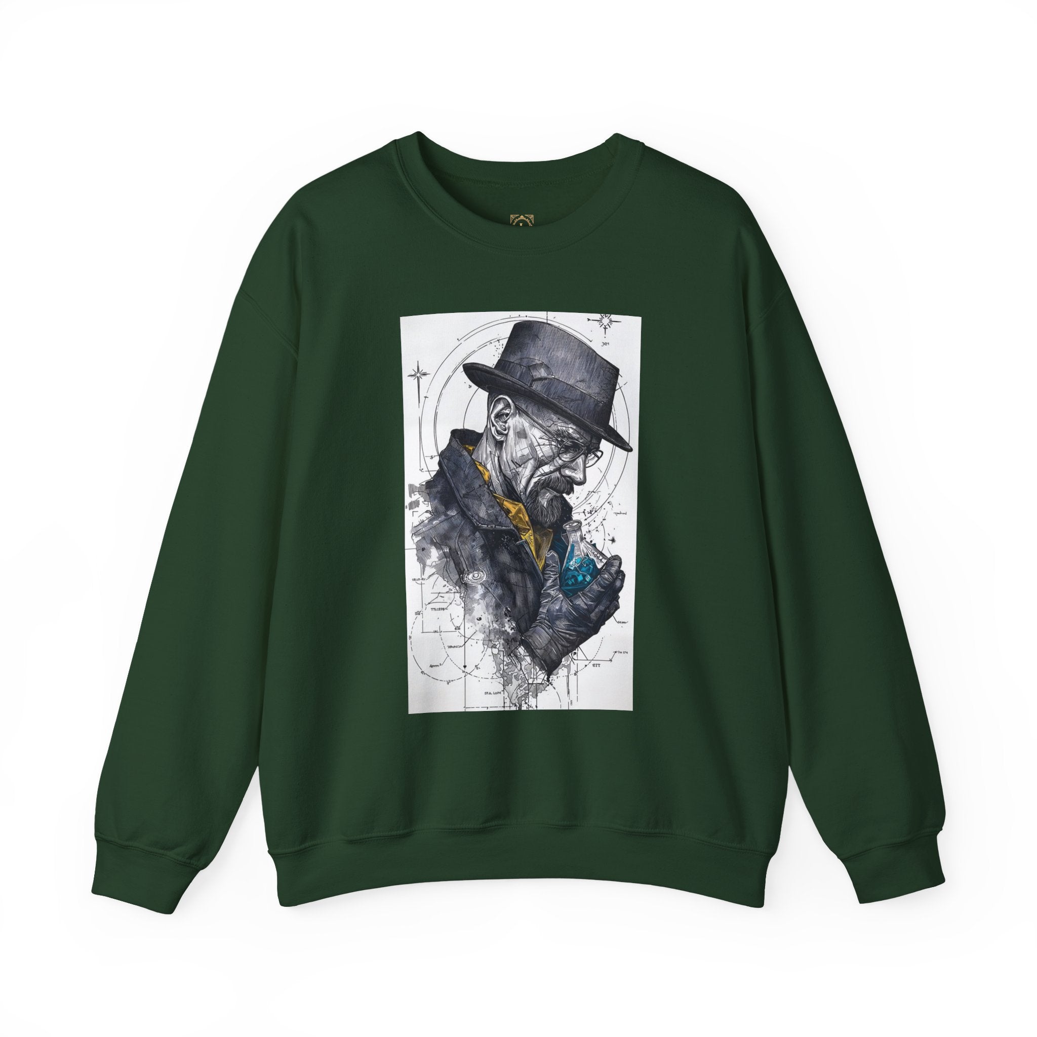 Crewneck Sweatshirt — Heisenberg Portrait with Blue Crystal Art