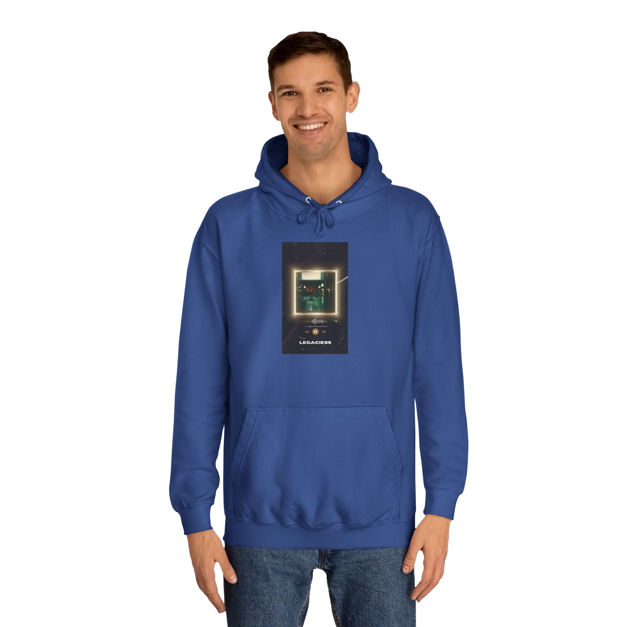 College Hoodie — Retro Neon Square Album Art Design