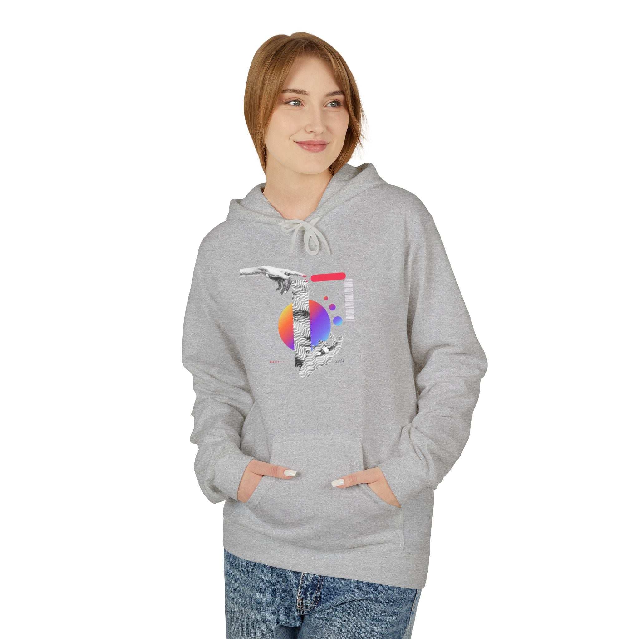 Hoodie — Abstract Hands & Gradient Orb Art Sweatshirt