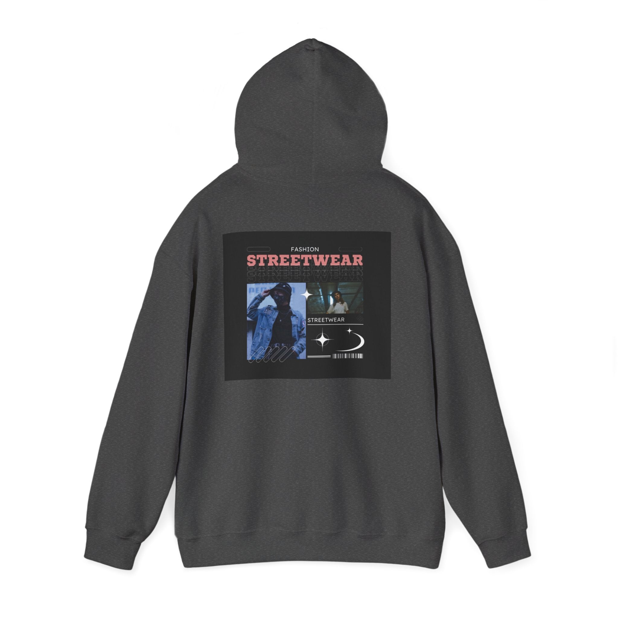Streetwear Graphic Hoodie — Vintage Noir Collage "STREETWEAR" Design