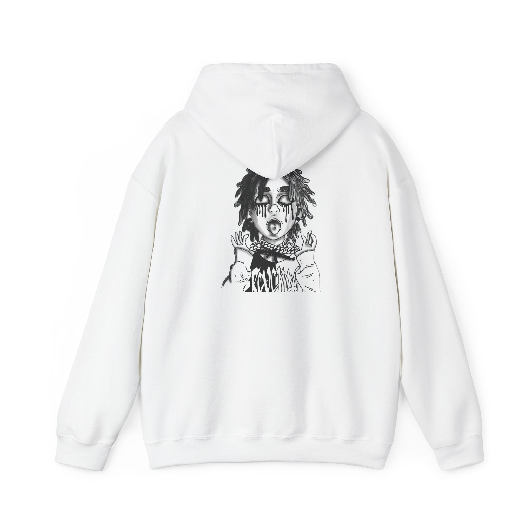 Horror Manga Hoodie — Black & White Creepy Portrait Pullover