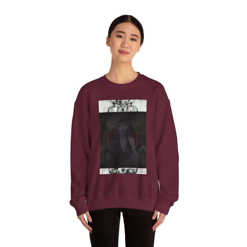 Crewneck Sweatshirt — Dark Abstract Chest Print with 'Legaciess' Gold Back Logo