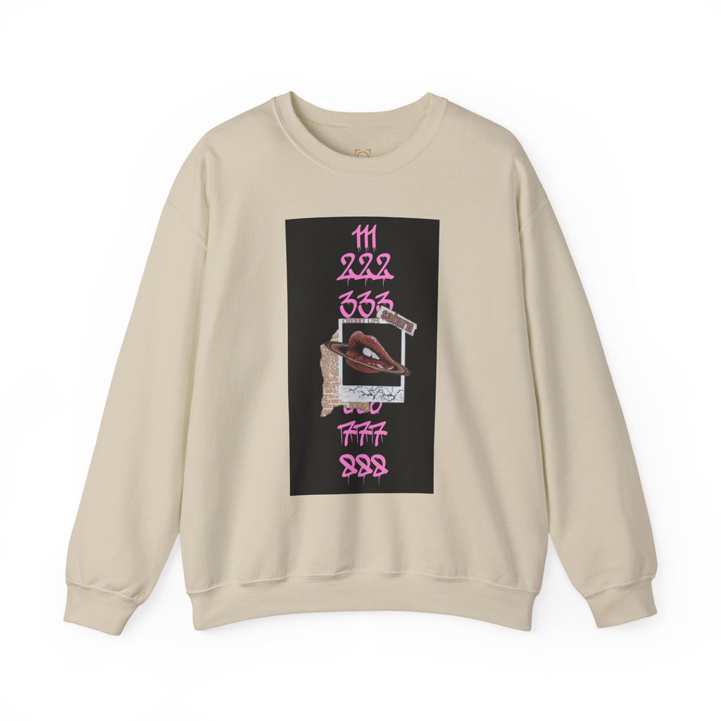 Crewneck Sweatshirt — Vintage Phone Collage with Pink Numbers & 'LEGACIESS' Back Logo
