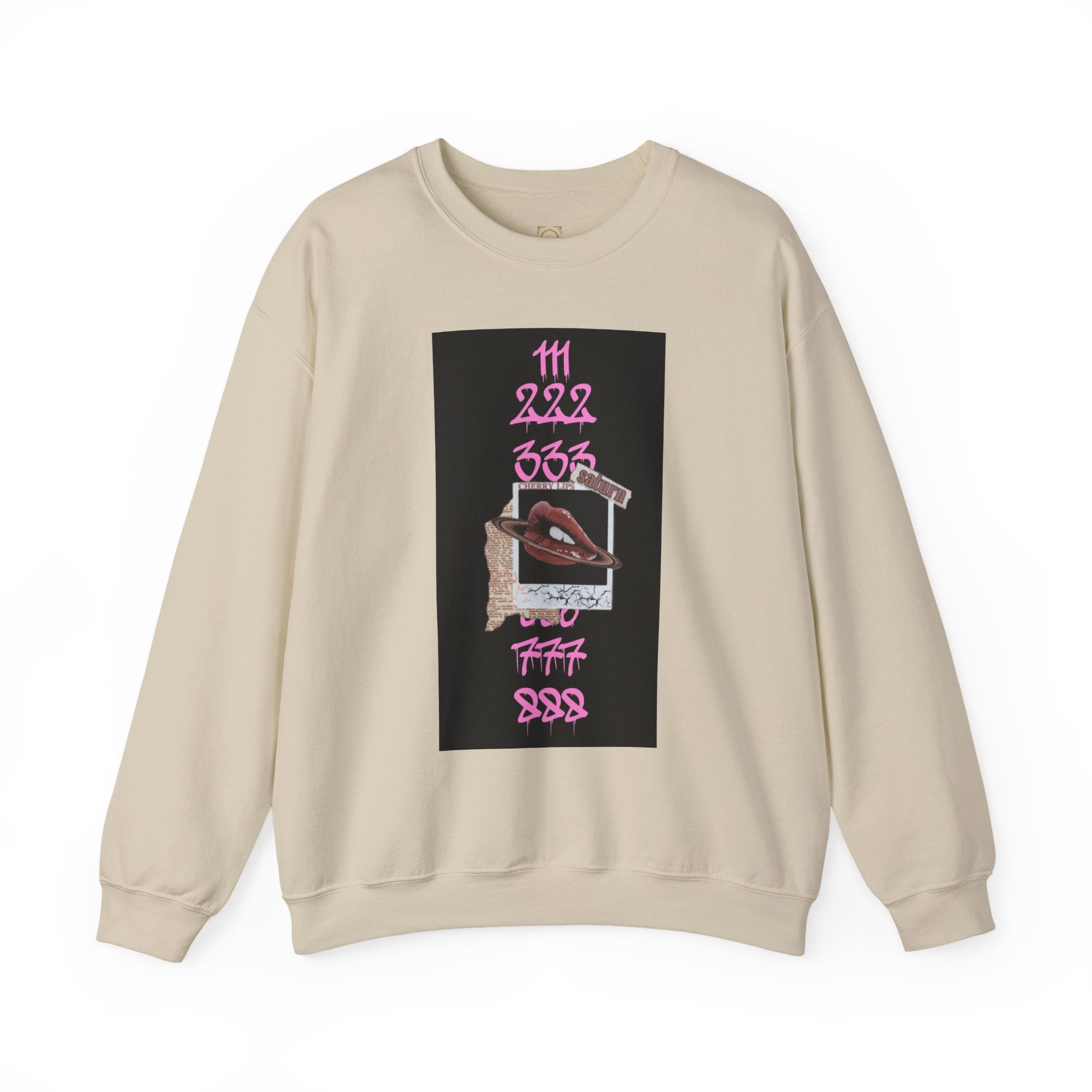 Crewneck Sweatshirt — Vintage Phone Collage with Pink Numbers & 'LEGACIESS' Back Logo