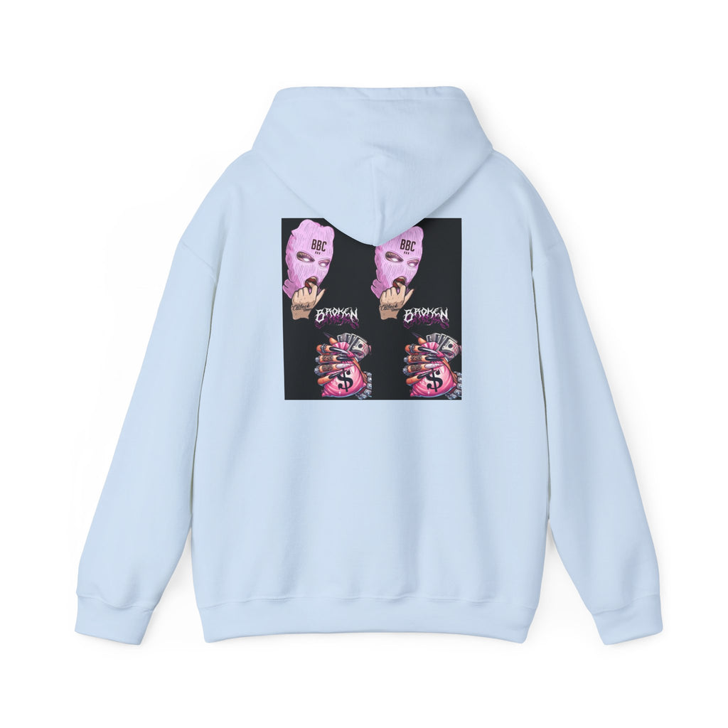 Horror Collage Hoodie — Spooky Pink Skull & Claw Graphic Sweatshirt